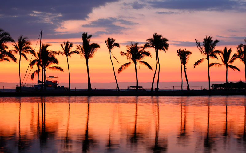 paradise beach sunset at big island hawaii usa