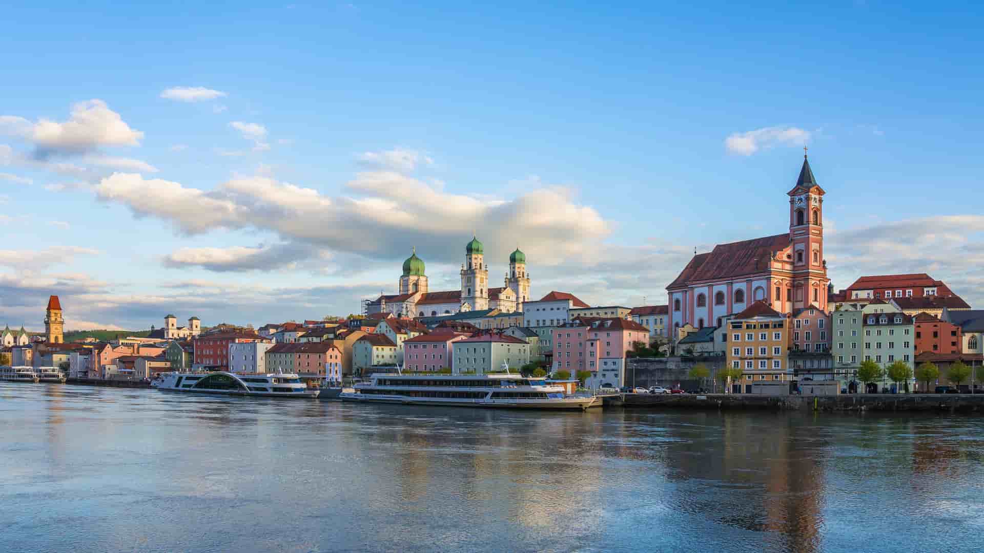 Danube Riverbank in Passau, Germany.