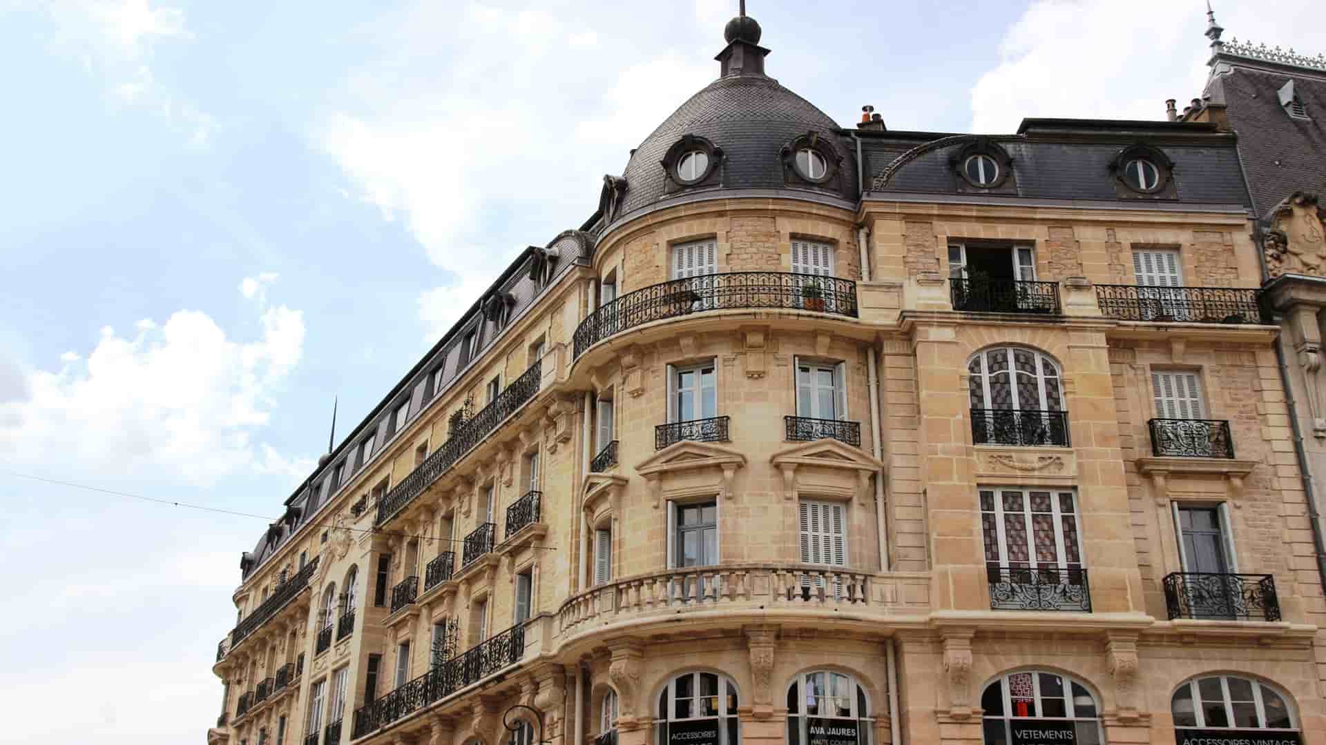 Historic building with balconies in Dijon.