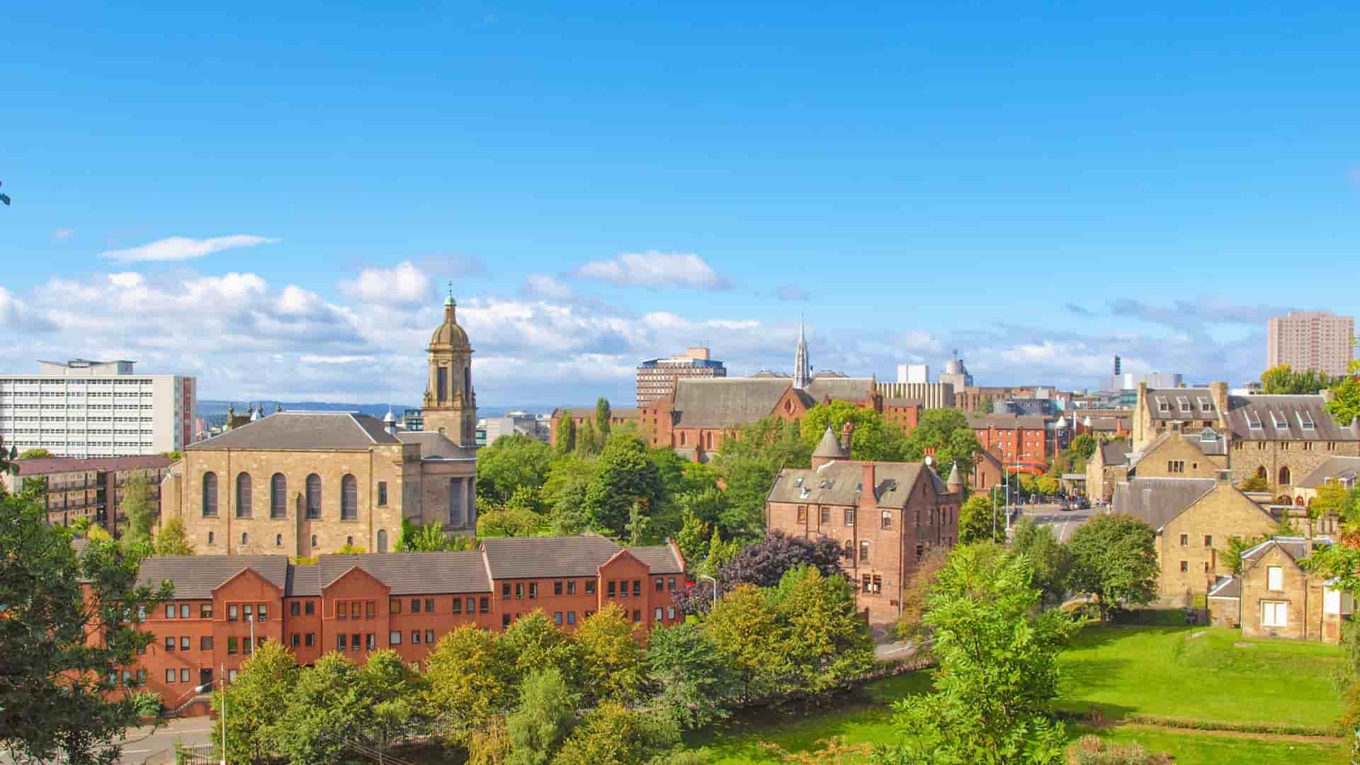 Historic Greenock Esplanade on cloudy day.