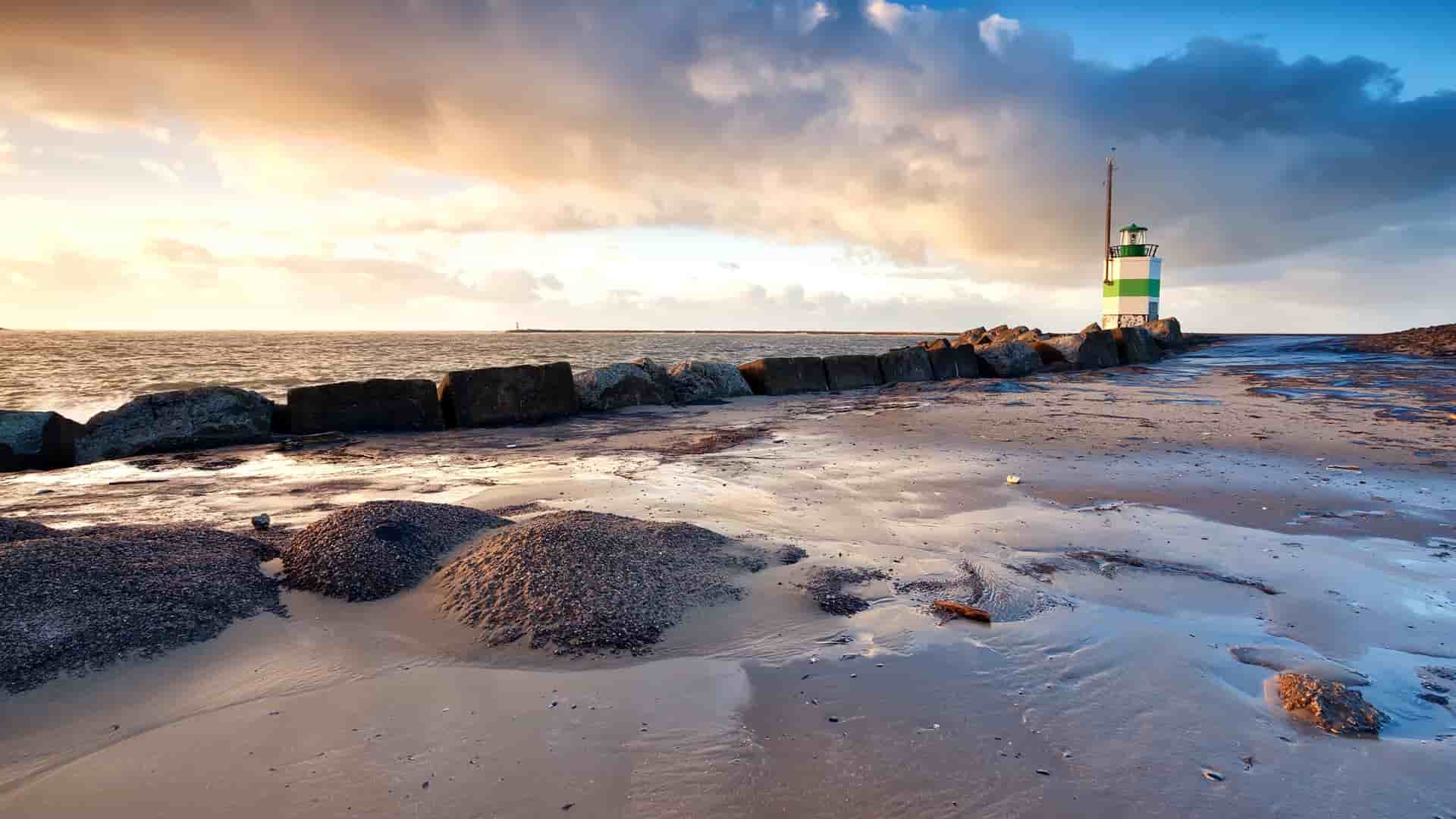 Windmills along canal near Amsterdam.