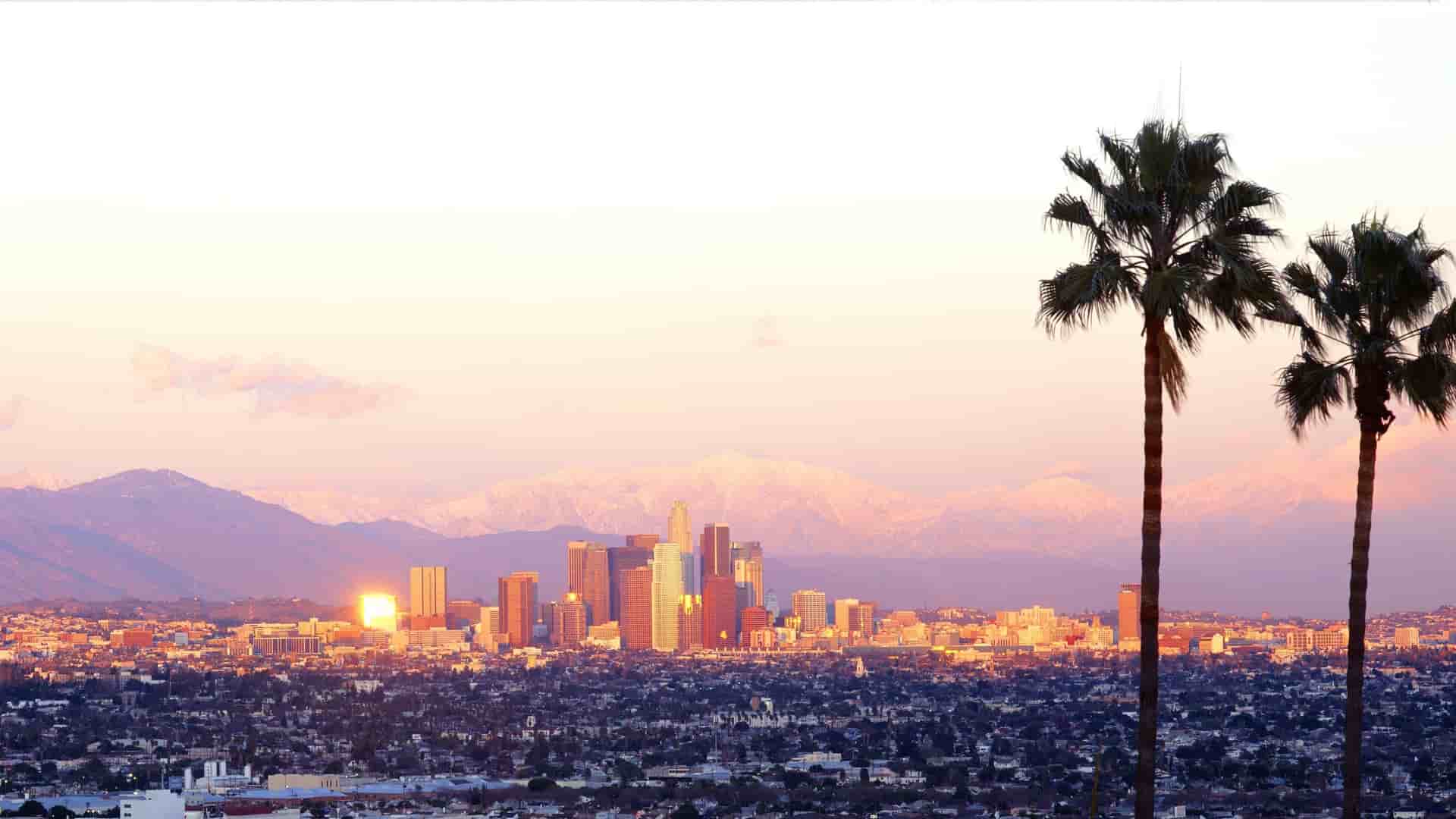 Hollywood sign on hills of Los Angeles.
