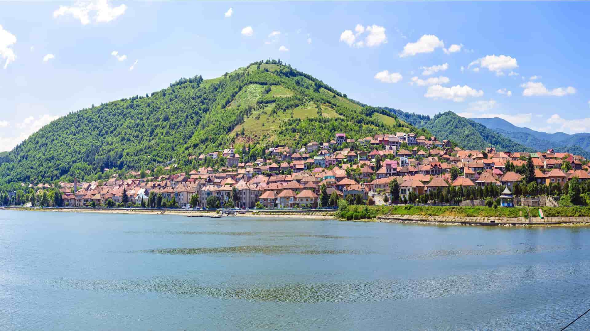 Danube River landscape near Oltenita, Romania.
