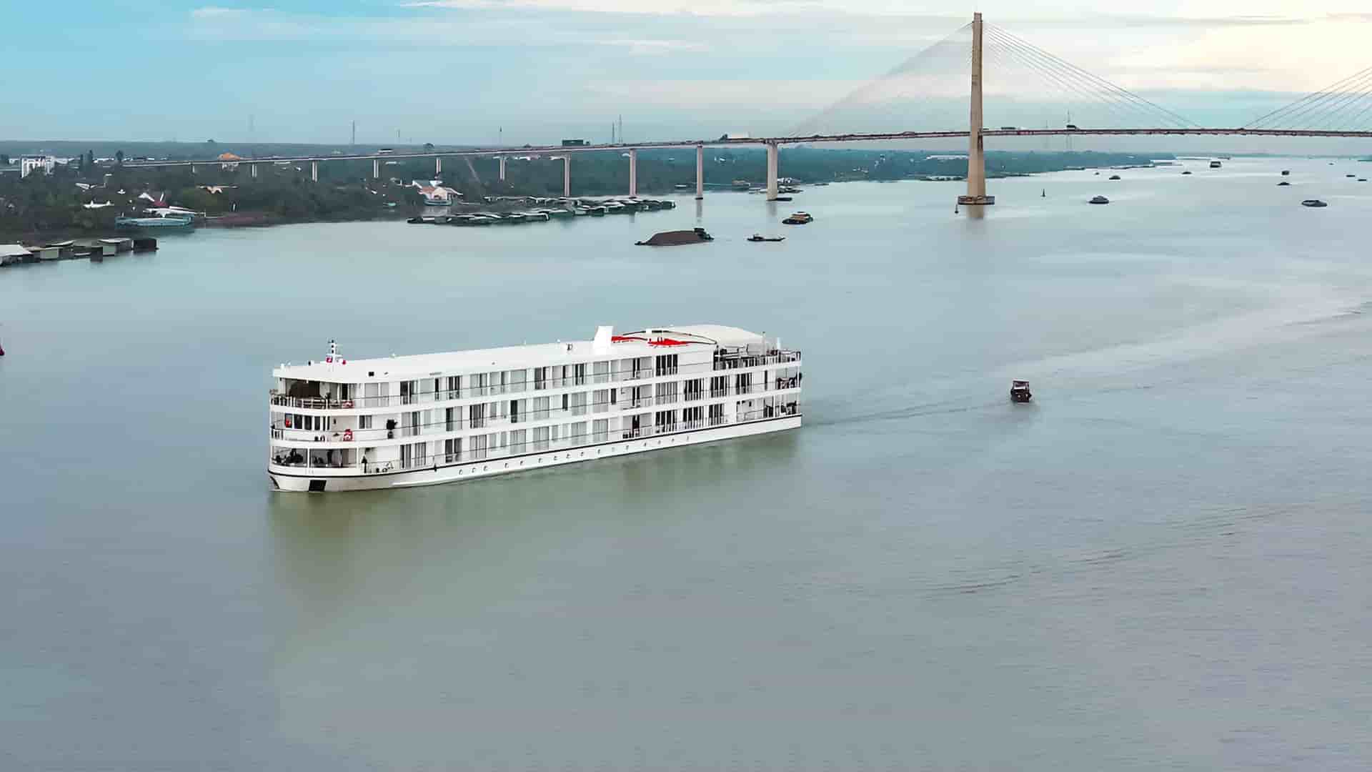 Viking Tonle sailing on the Mekong River.