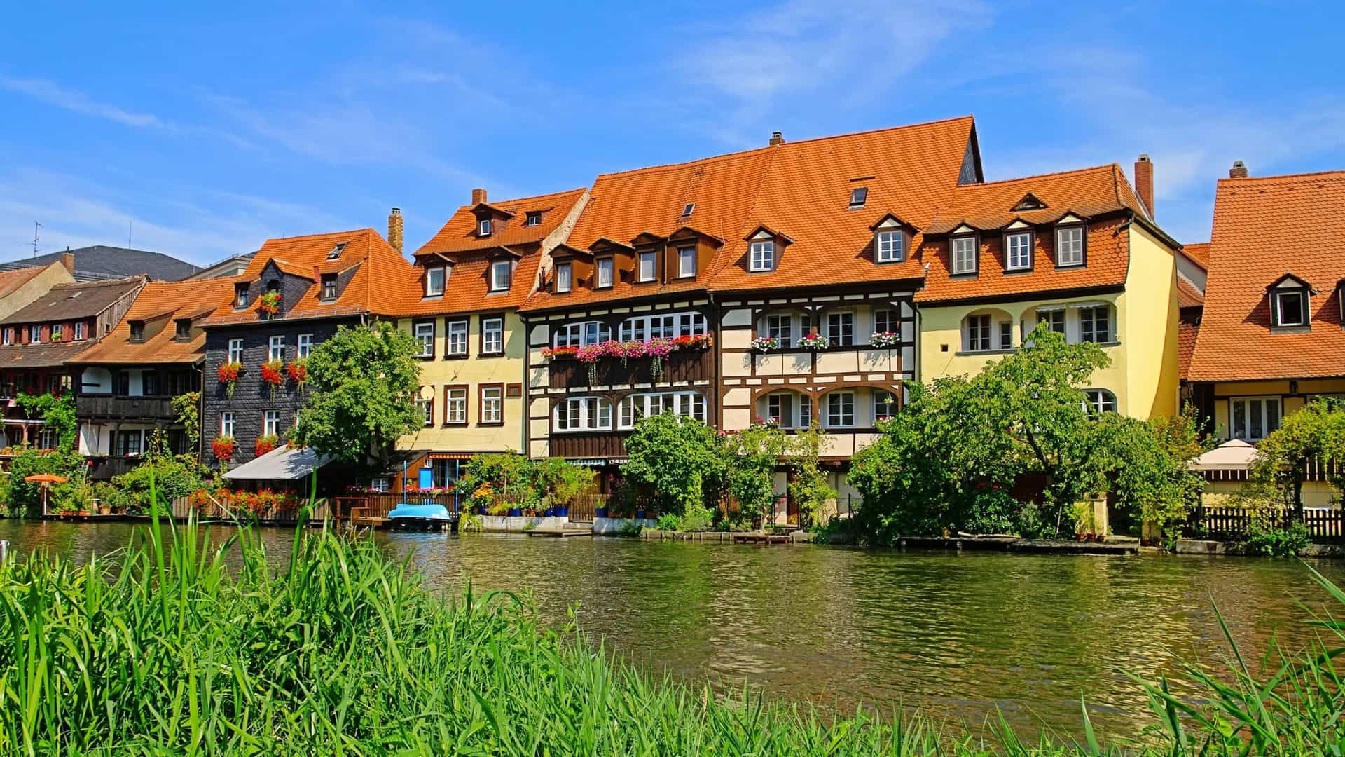 Little Venice houses on river in Bamberg.