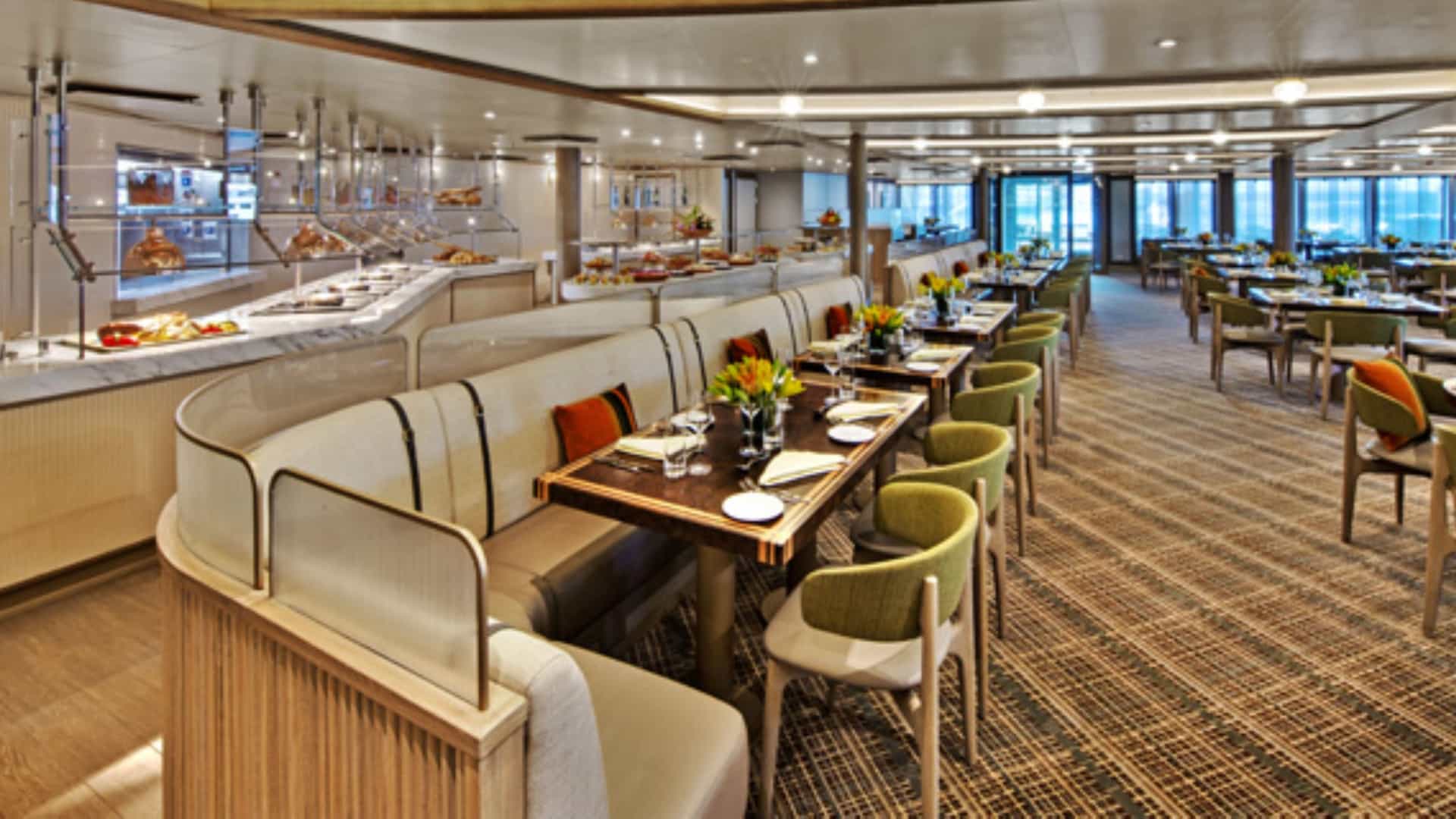 The buffet at The Colonnade on the Seabourn Venture.