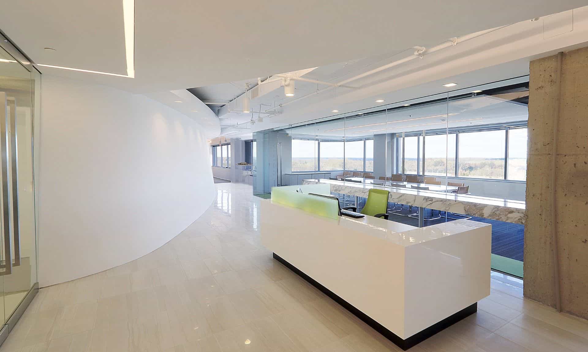 Reception area of The Cruise Web's office in Tysons, Virginia.