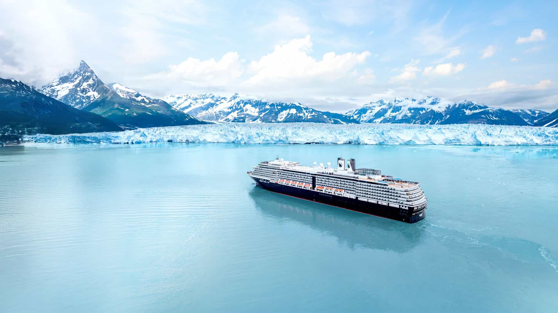 Experience the majestic Holland America Westerdam cruising past Alaska's stunning Hubbard Glacier.