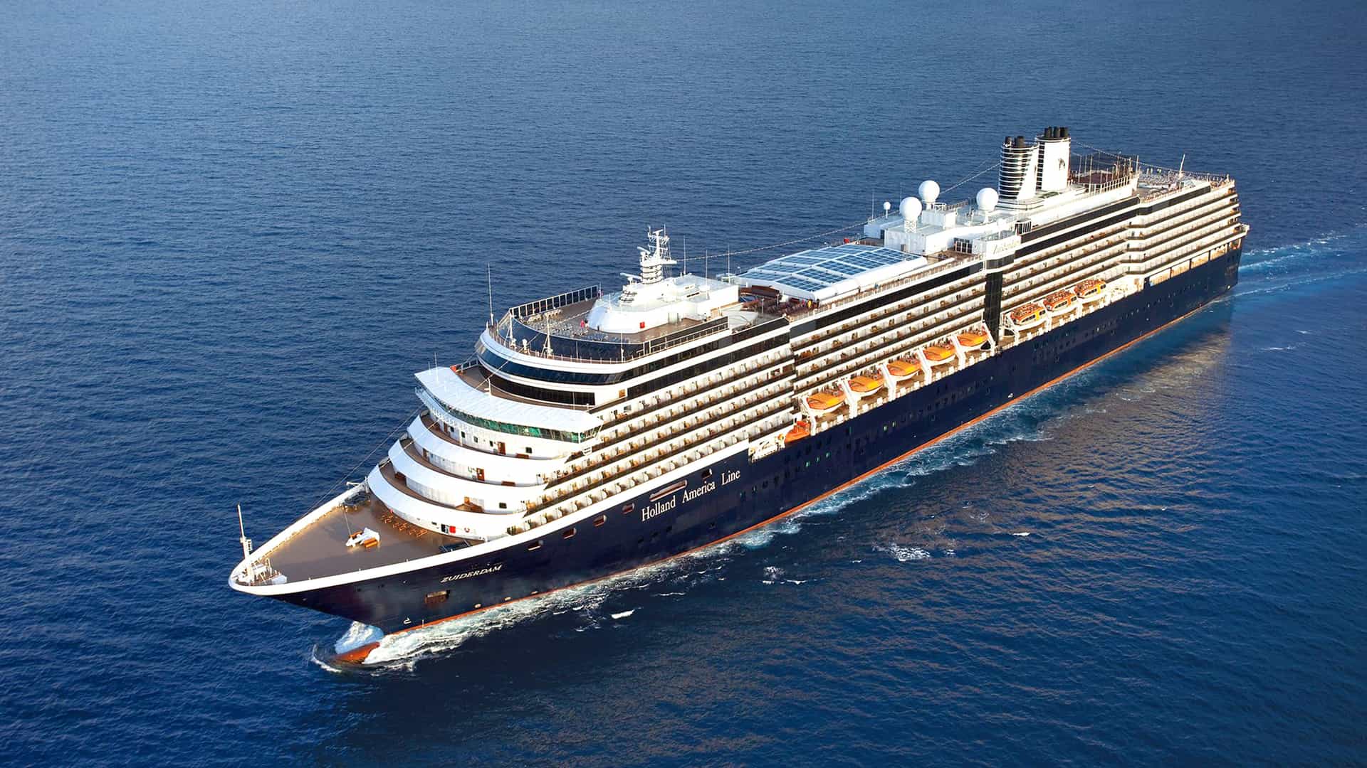 Holland America's Zuiderdam ship at sea.