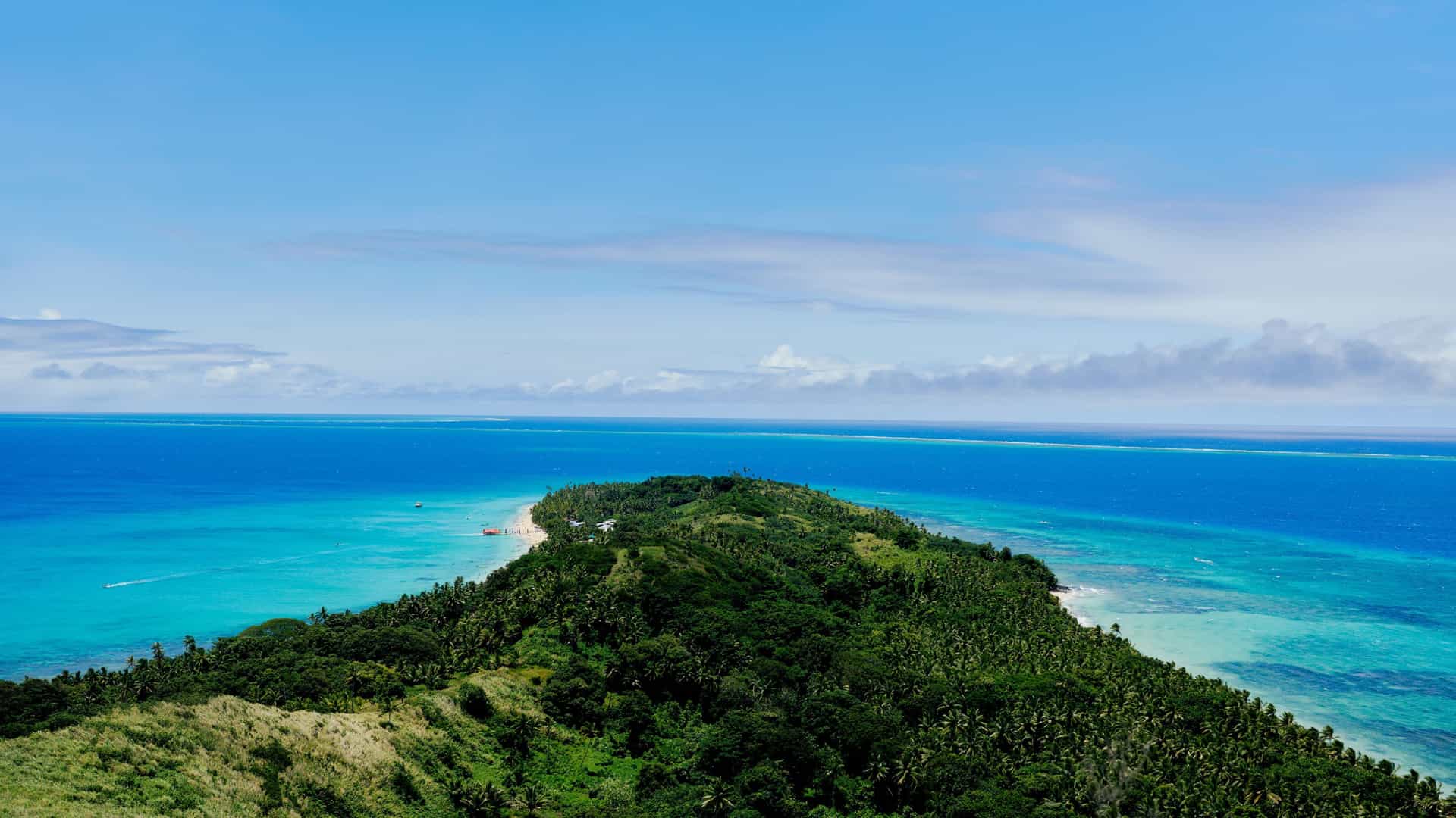 Aerial view of Dravuni Island in Fiji, a beautiful South Pacific destination visited by Princess Cruises.