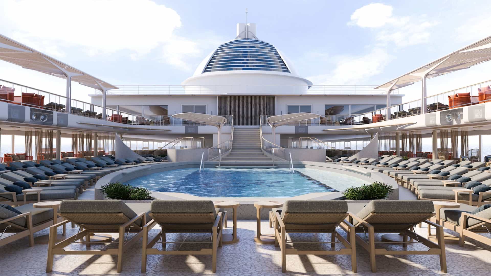 The Pool Deck onboard Regent's Seven Seas Prestige. 