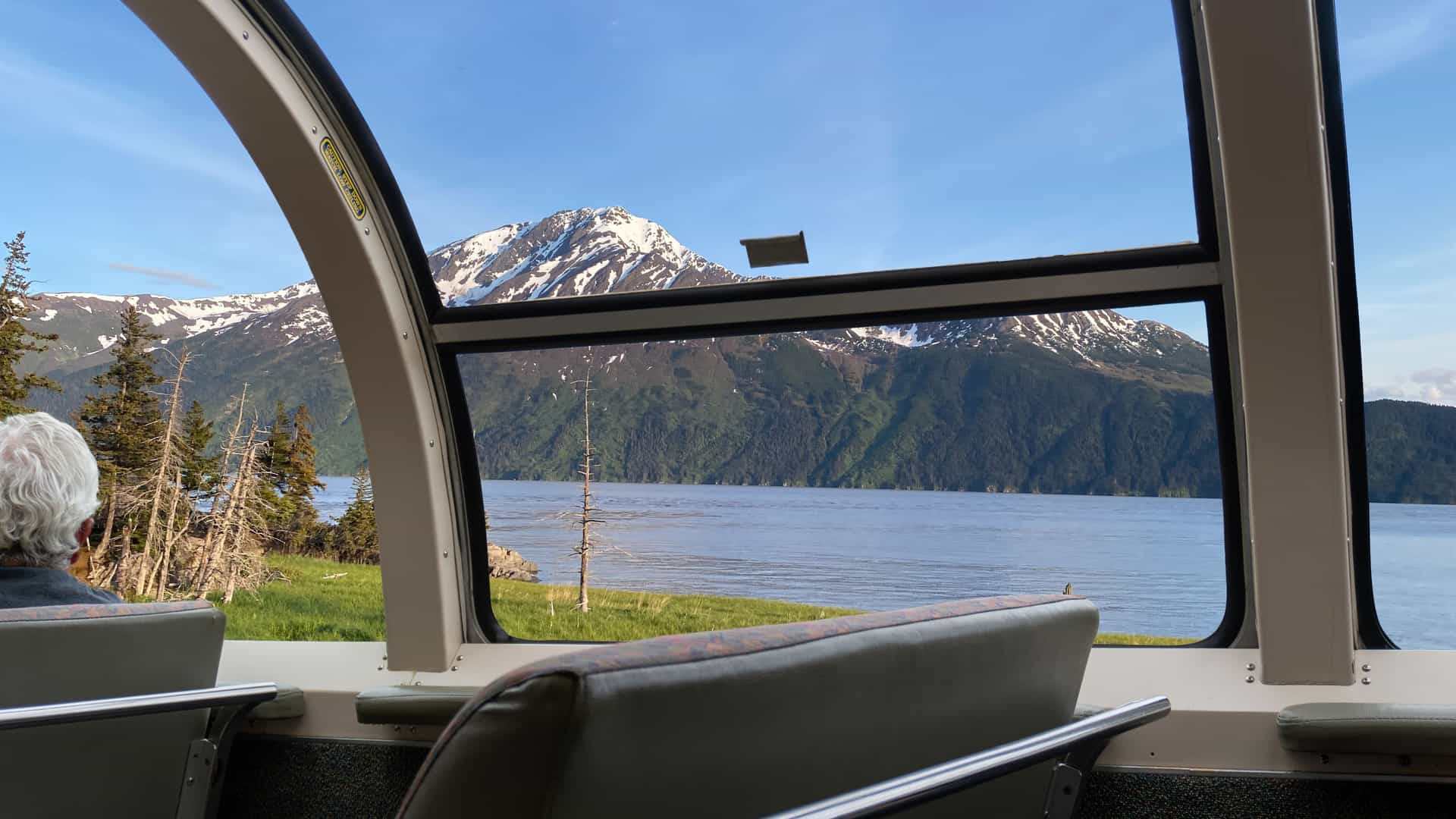 GoldStar Dome train car on the Alaska Railroad offers dramatic views of Alaskan wilderness.