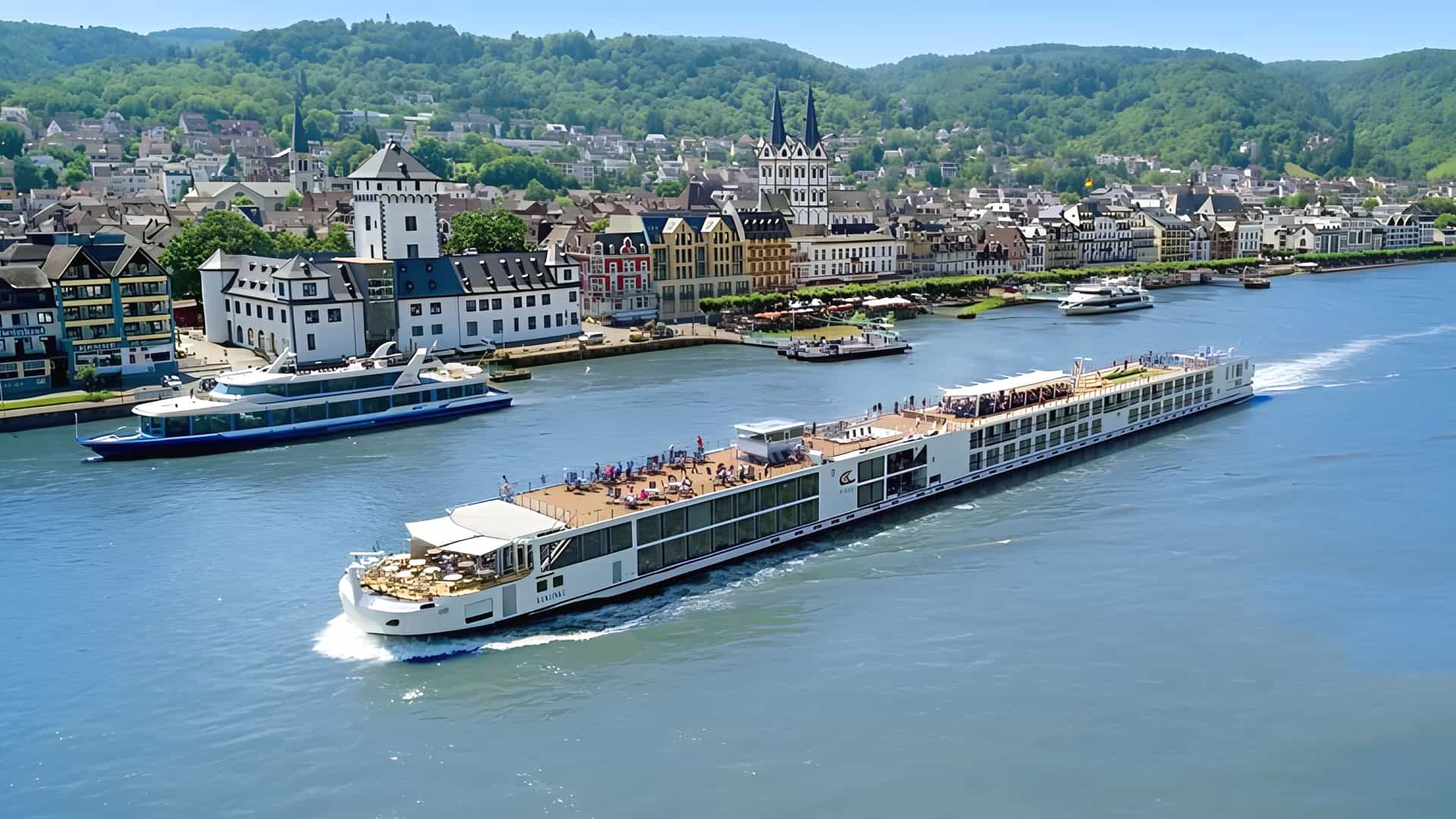 Viking Vali gliding down a European river.