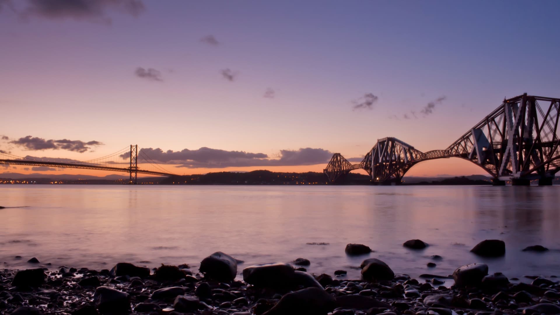 Forth Bridge spanning the water near Edinburgh.