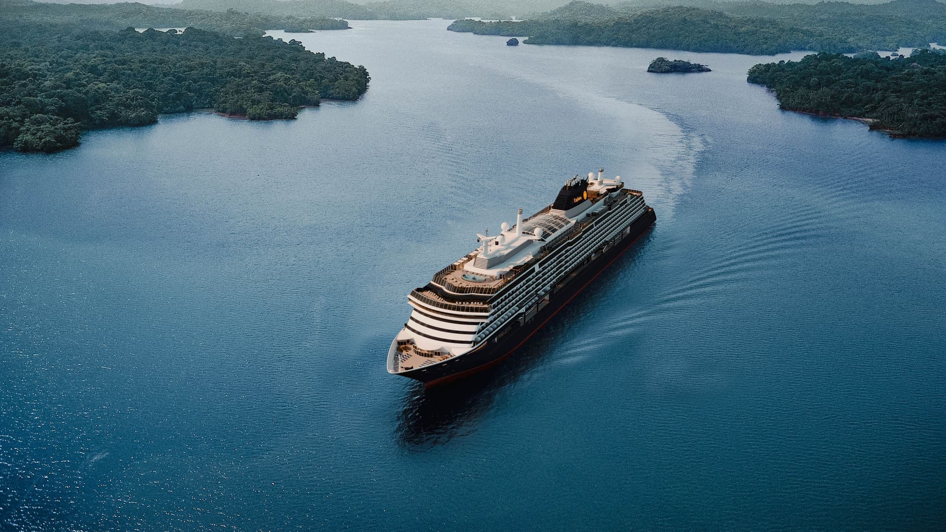 The Explora 3 sailing through the Panama Canal.