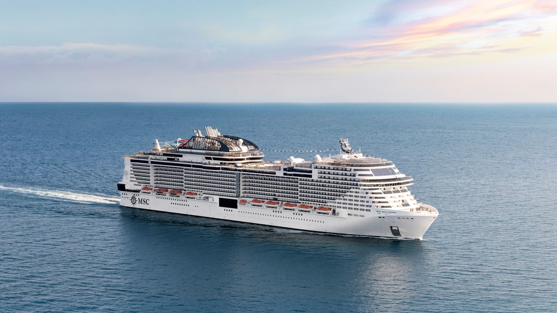 MSC Bellissima cruise ship exterior.