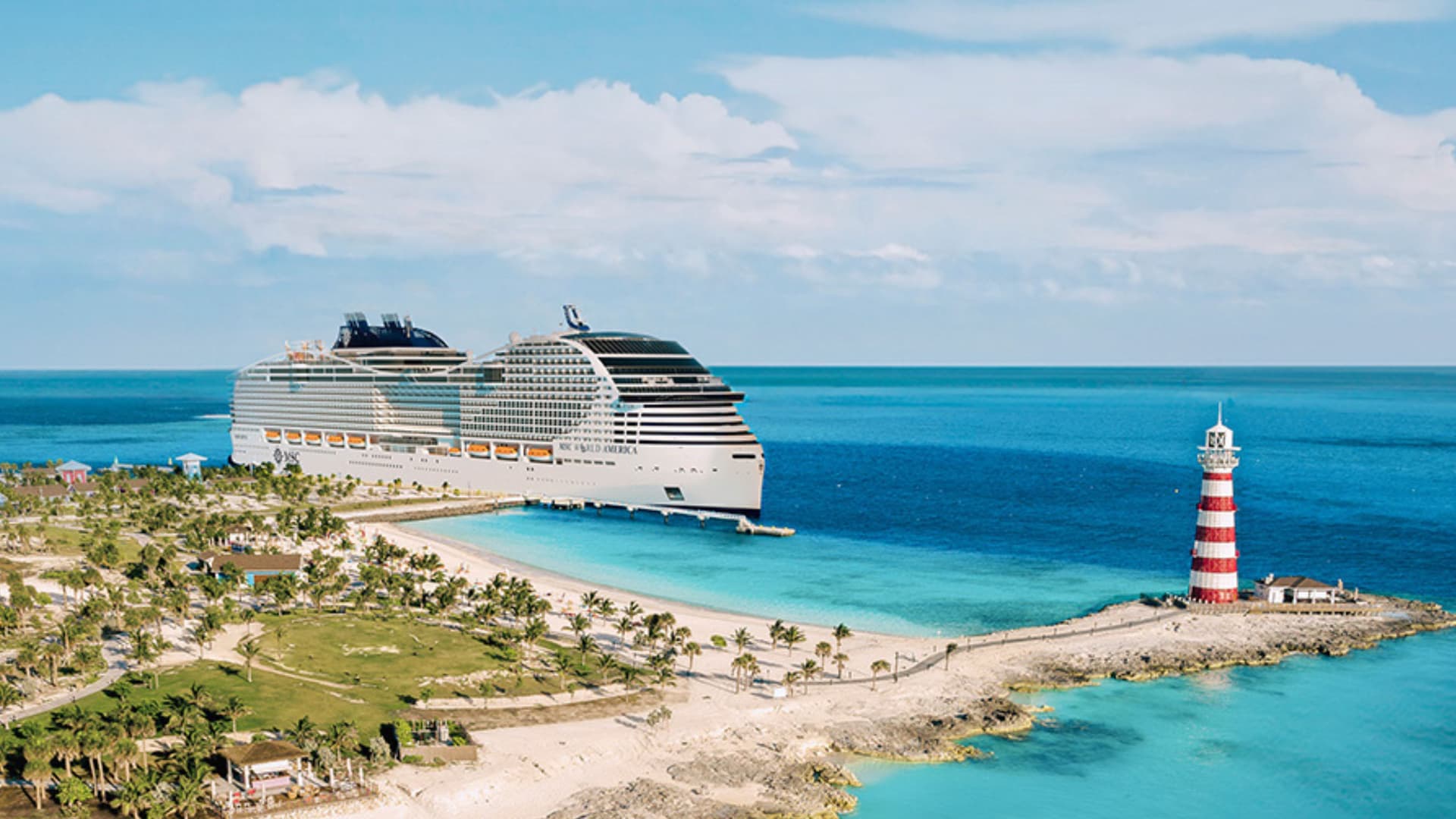 MSC World America cruise ship exterior.