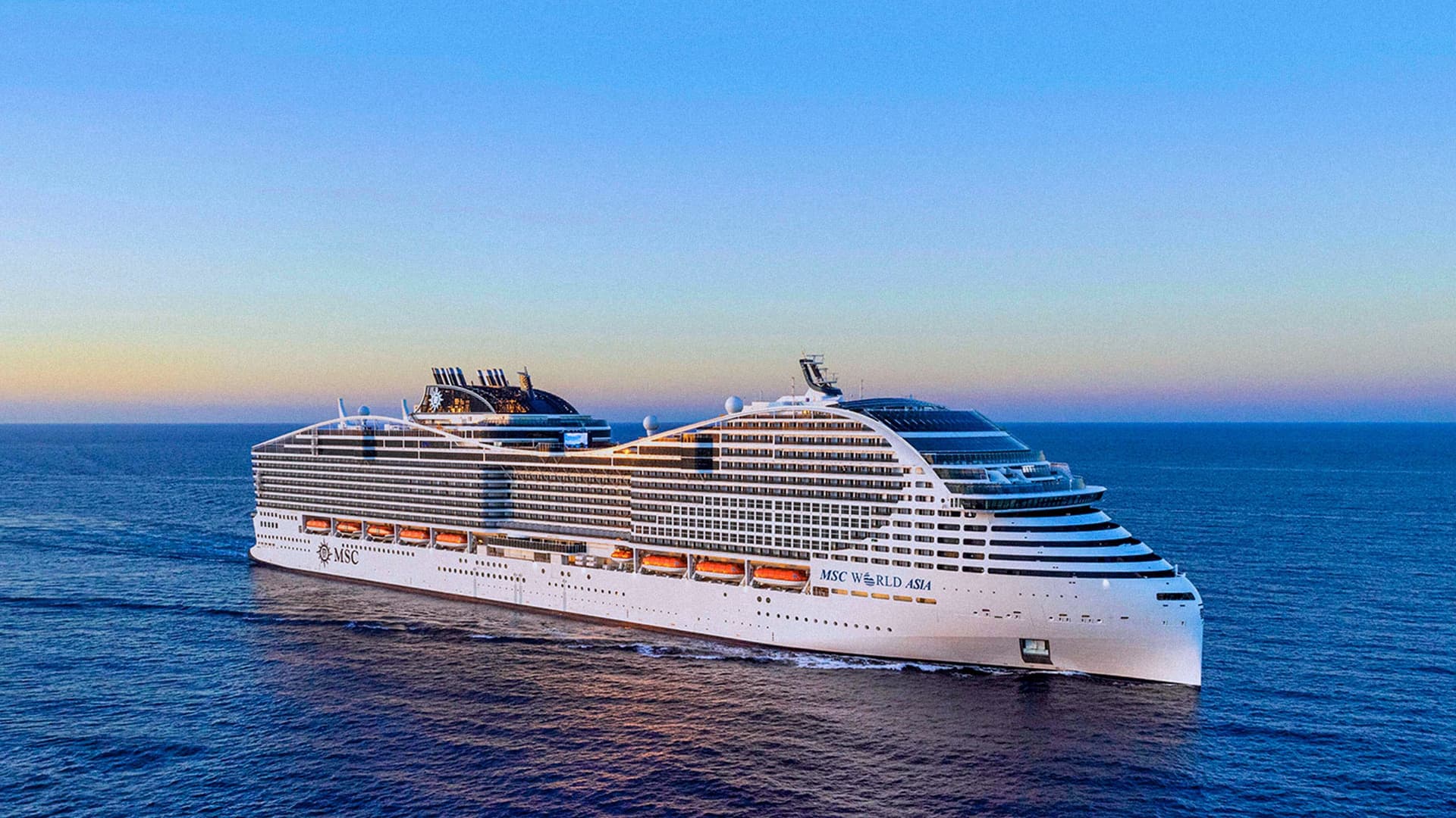 MSC World Asia cruise ship exterior.