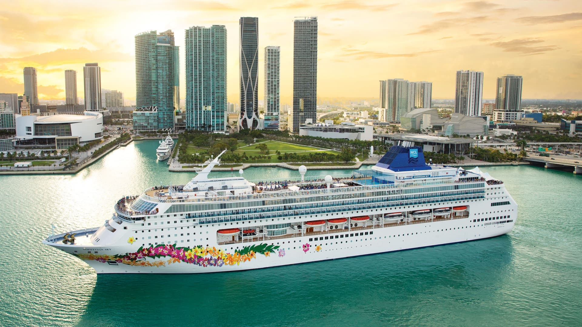 Norwegian Escape sailing in Miami.