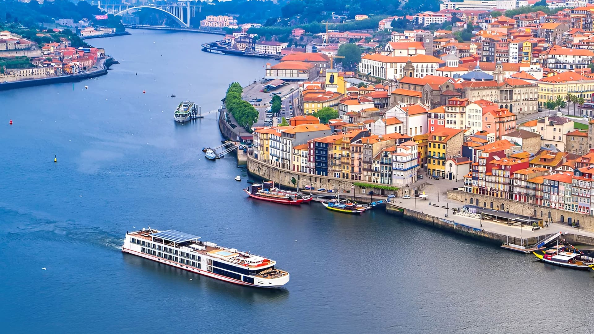 Viking Gyda river cruise ship in Europe.
