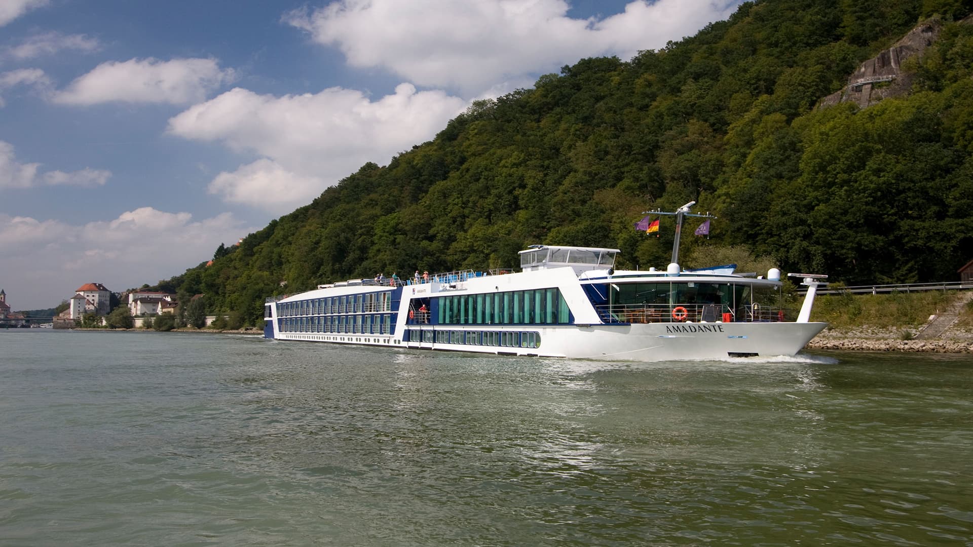 Amawaterways AmaDante river ship exterior.