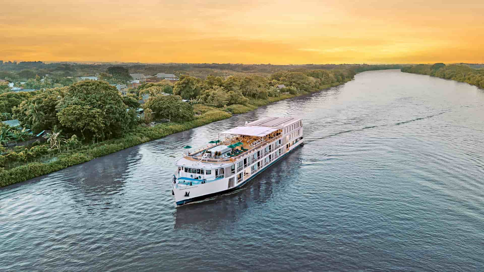 AmaWaterways' Amamagdalena cruise ship sailing in Columbia.
