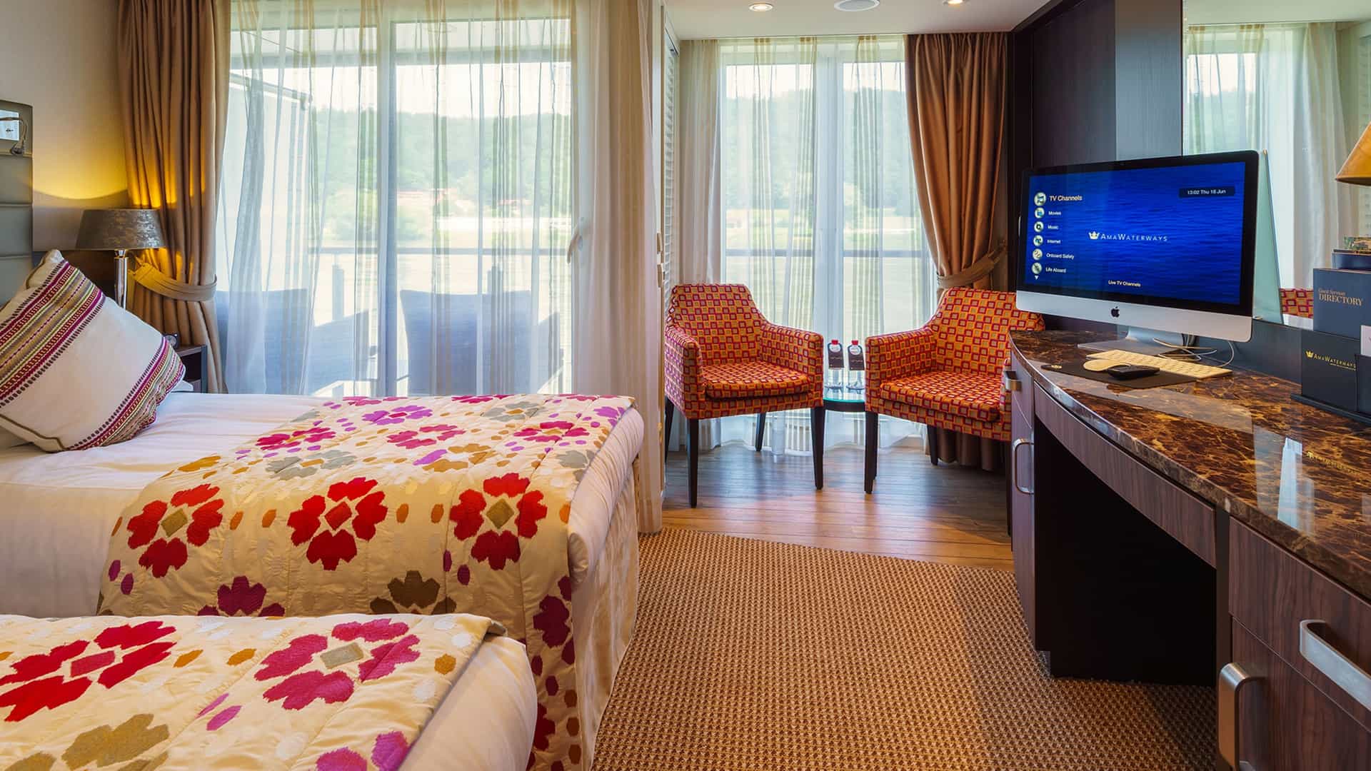 A twin balcony pioneered by AmaWaterways, which features half of a French Veranda and a full blacony, giving the full experience of an AmaWaterways suite aboard AmaViola.