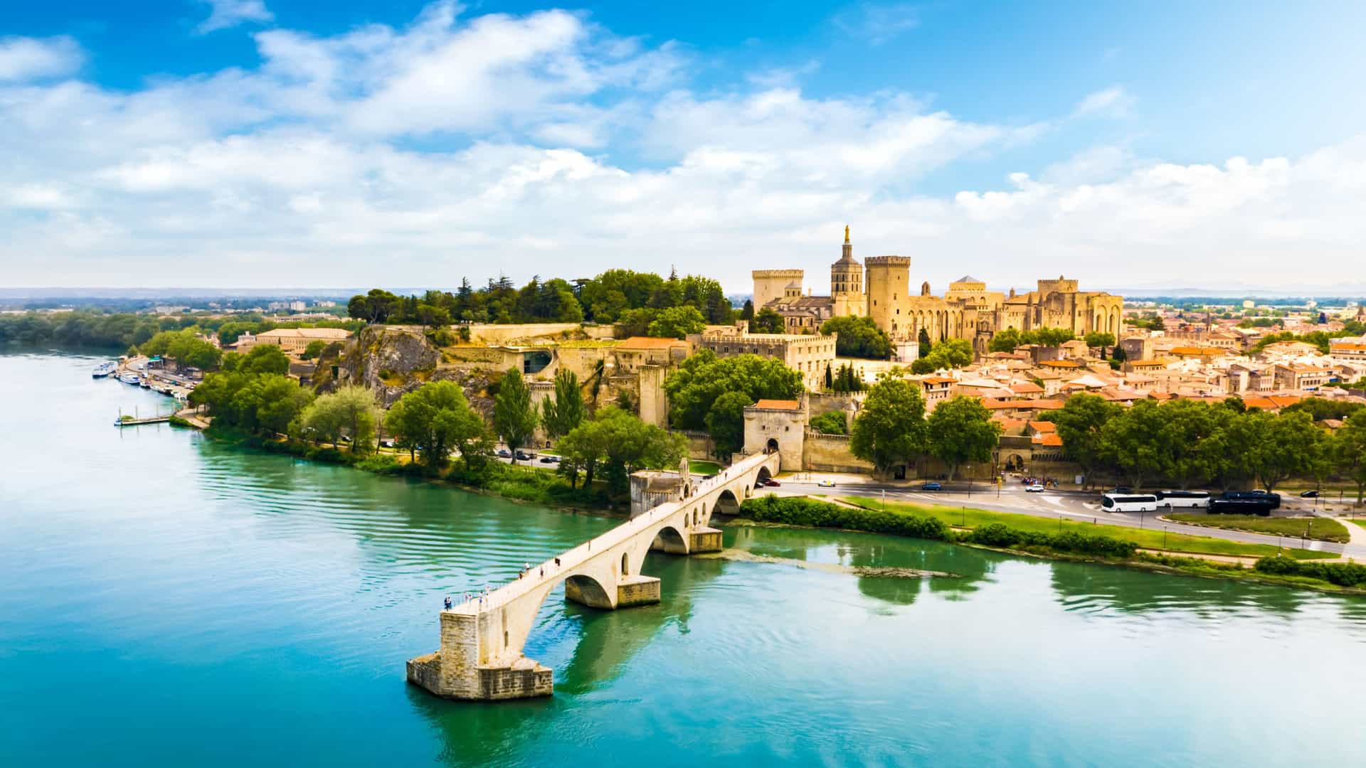 Avignon and the Pont Saint‑Bénézet along the Rhône River in France, featured on AmaWaterways Rhône River cruises.