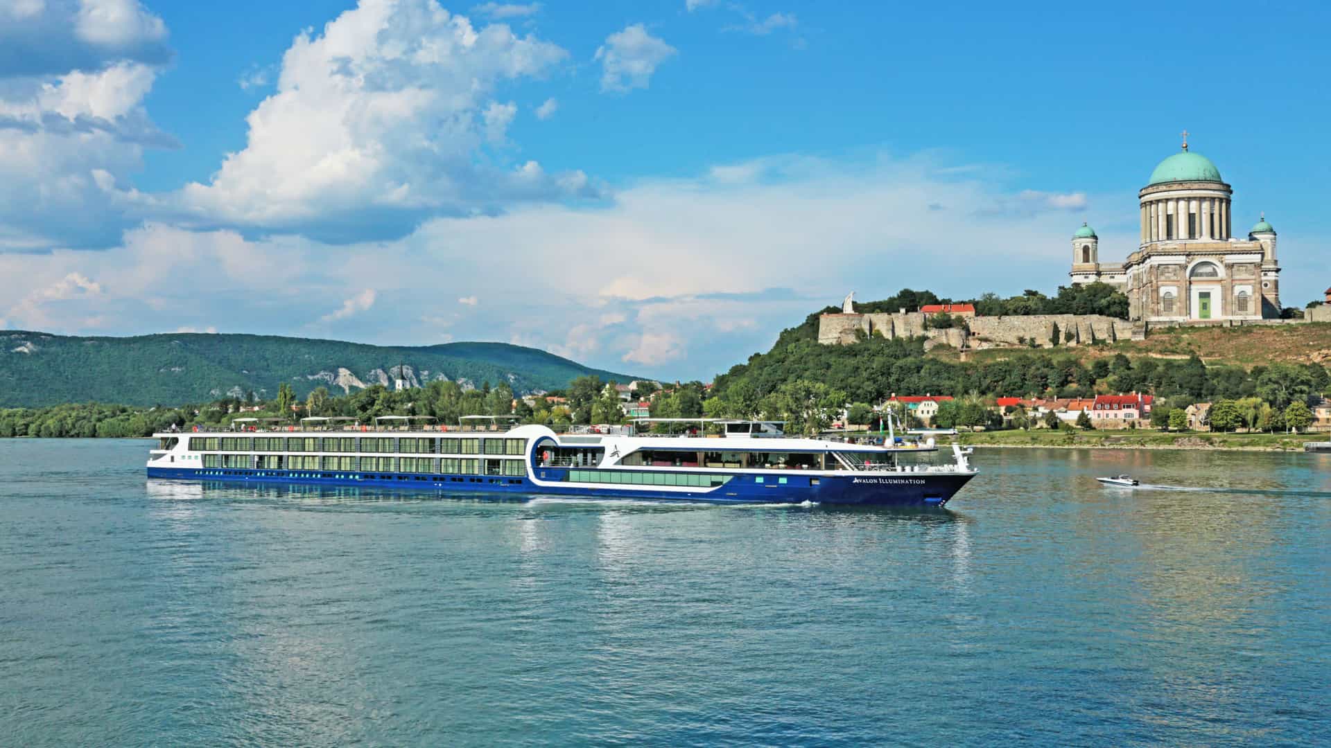 Avalon river cruise ship sailing in Hungary.