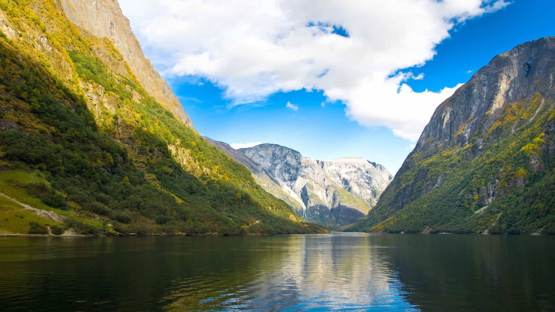Stunning Northern Europe fjord, echoing the grandeur of the Cunard cruise experience.