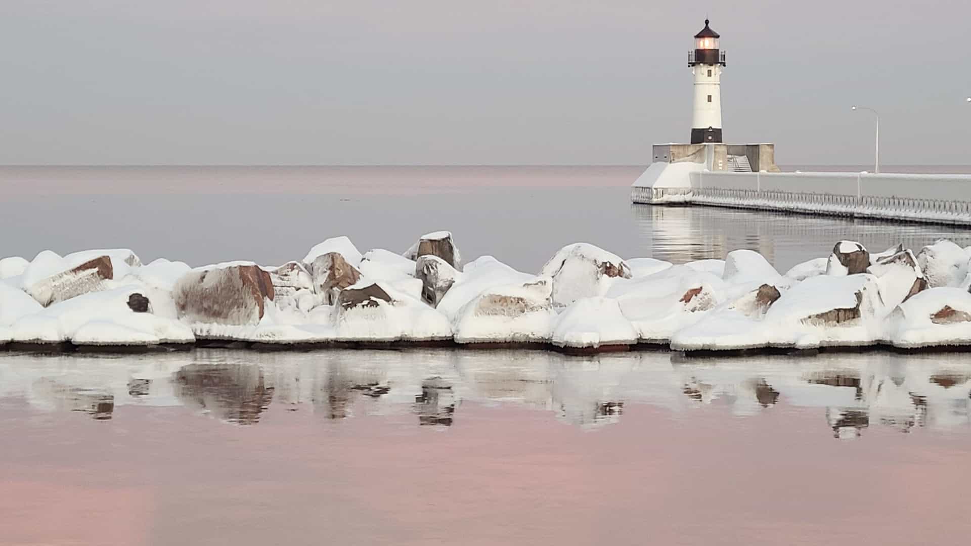 Aerial view of Duluth harbor.