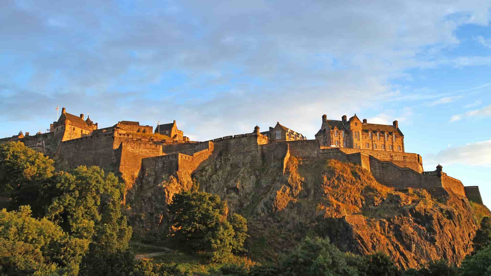 Edinburgh Castle on a hill.
