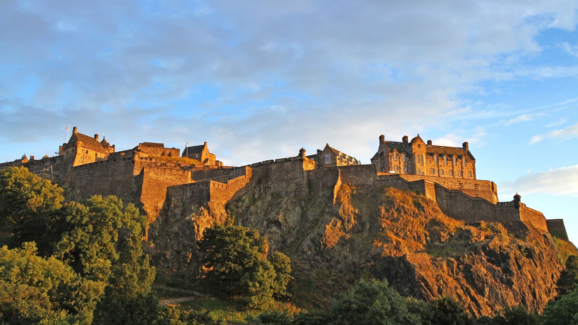 Edinburgh Castle on a hill.