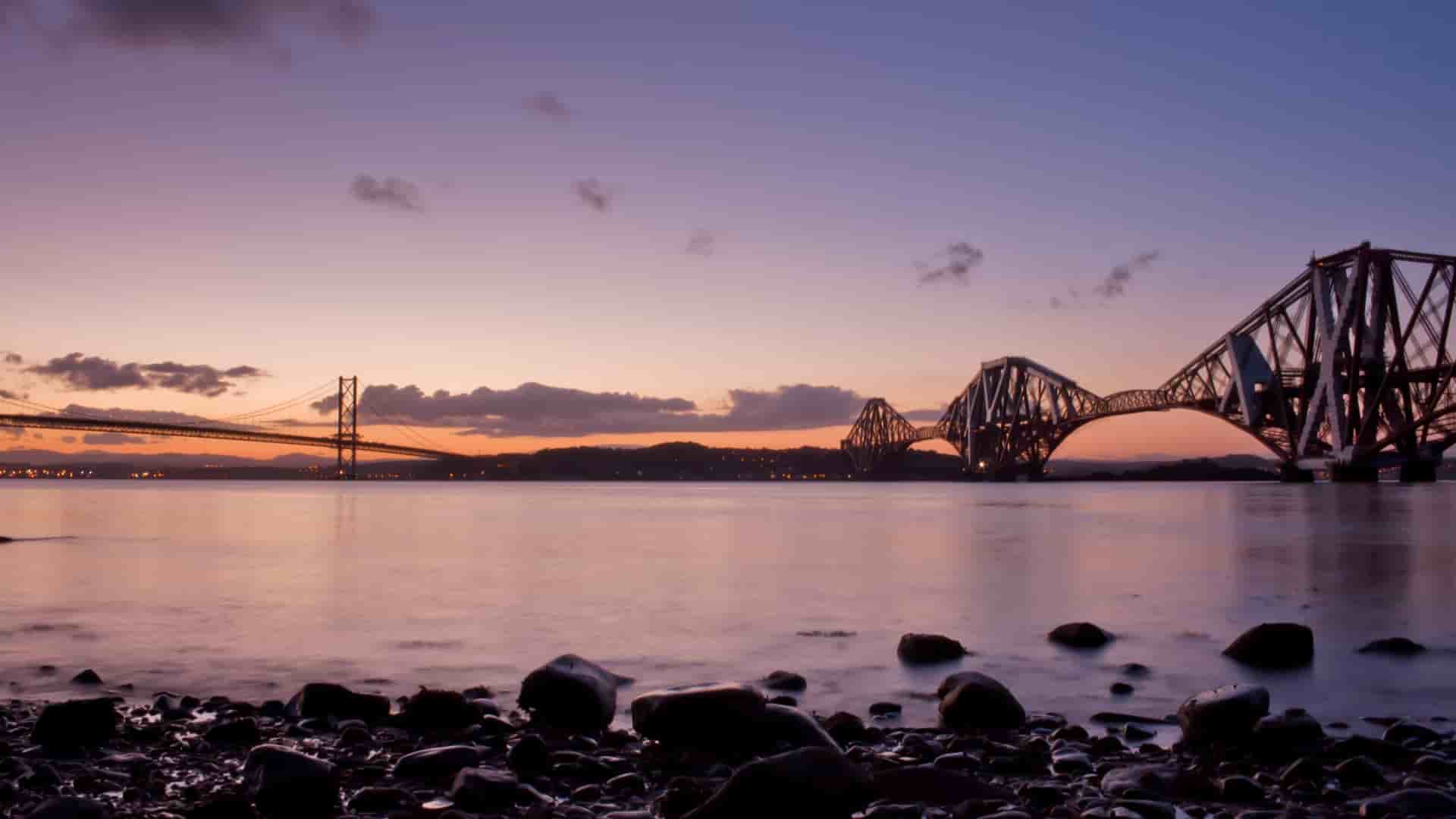Forth Bridge spanning the water near Edinburgh.