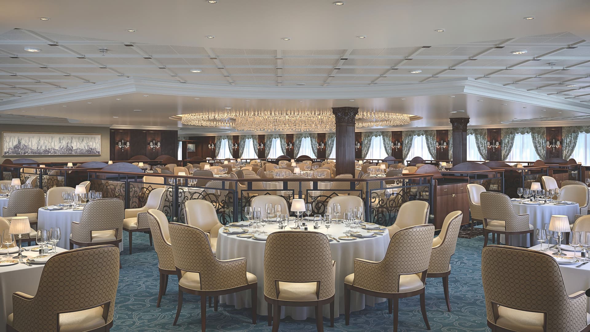 Rendering of the new grand dining room onboard Oceania Cruises' Insignia.