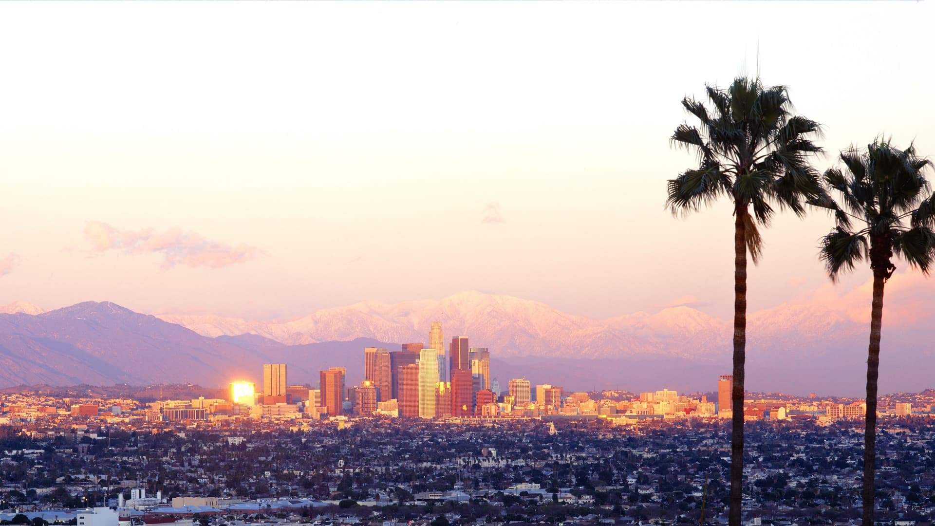 Hollywood sign on hills of Los Angeles.