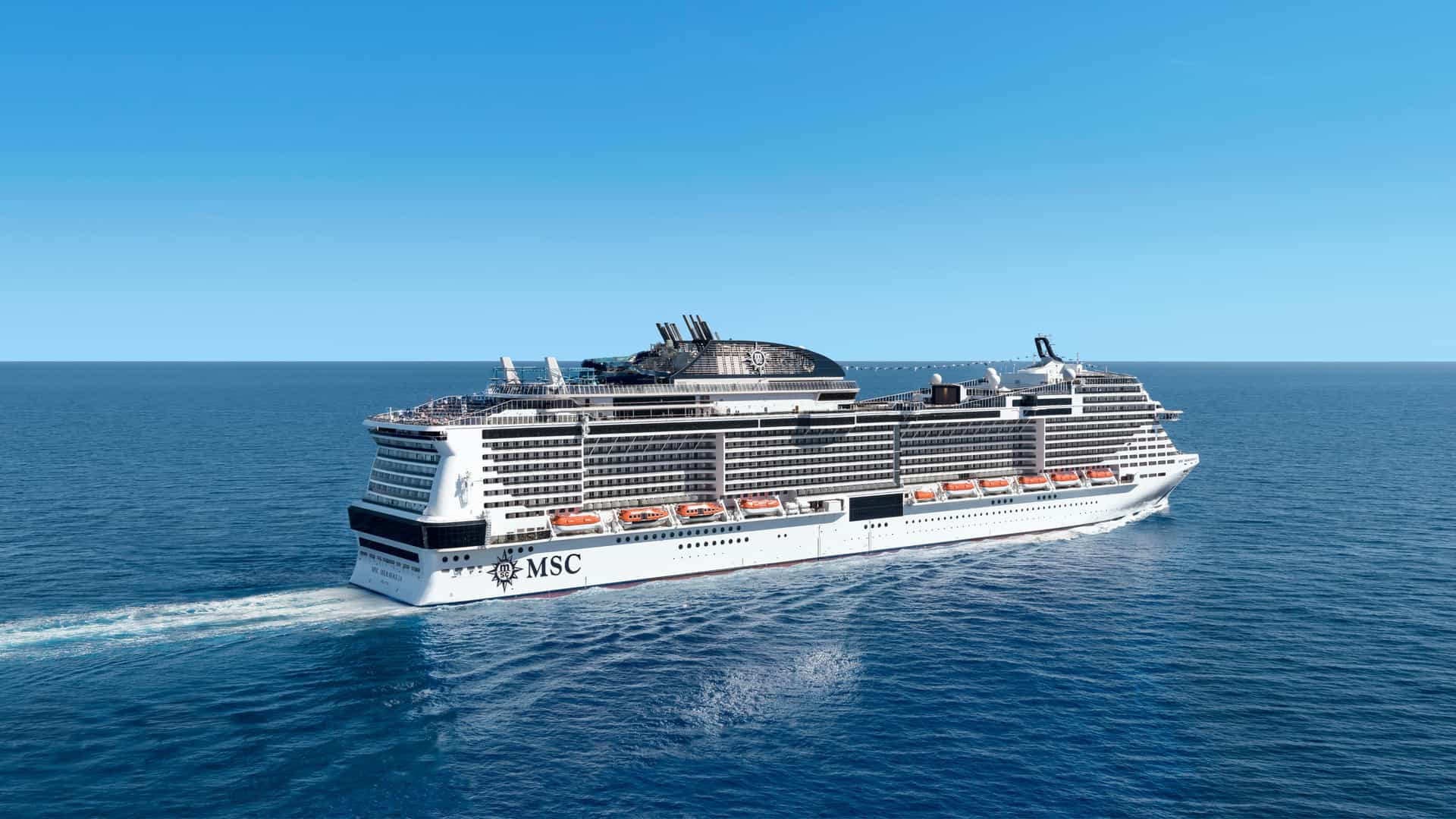 MSC Meraviglia cruise ship exterior.