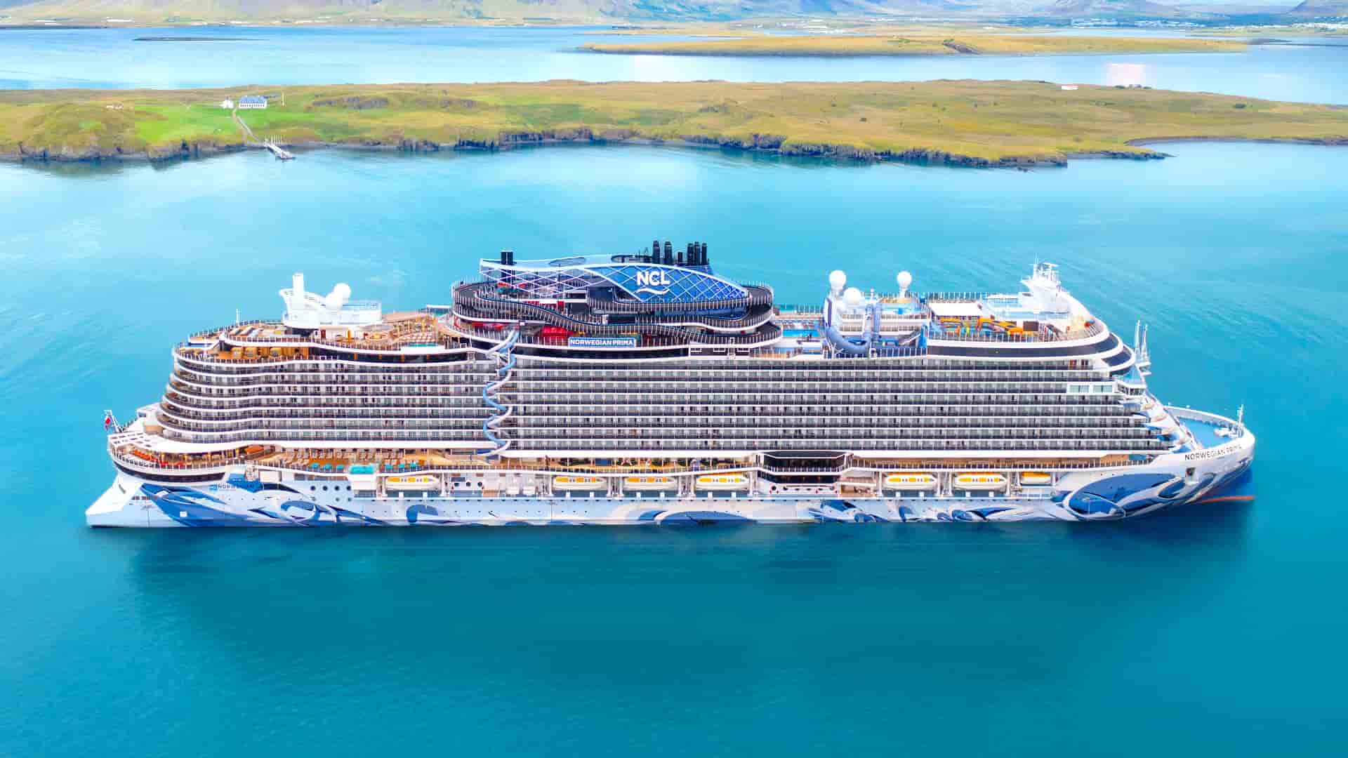Norwegian Prima sailing in the Caribbean.