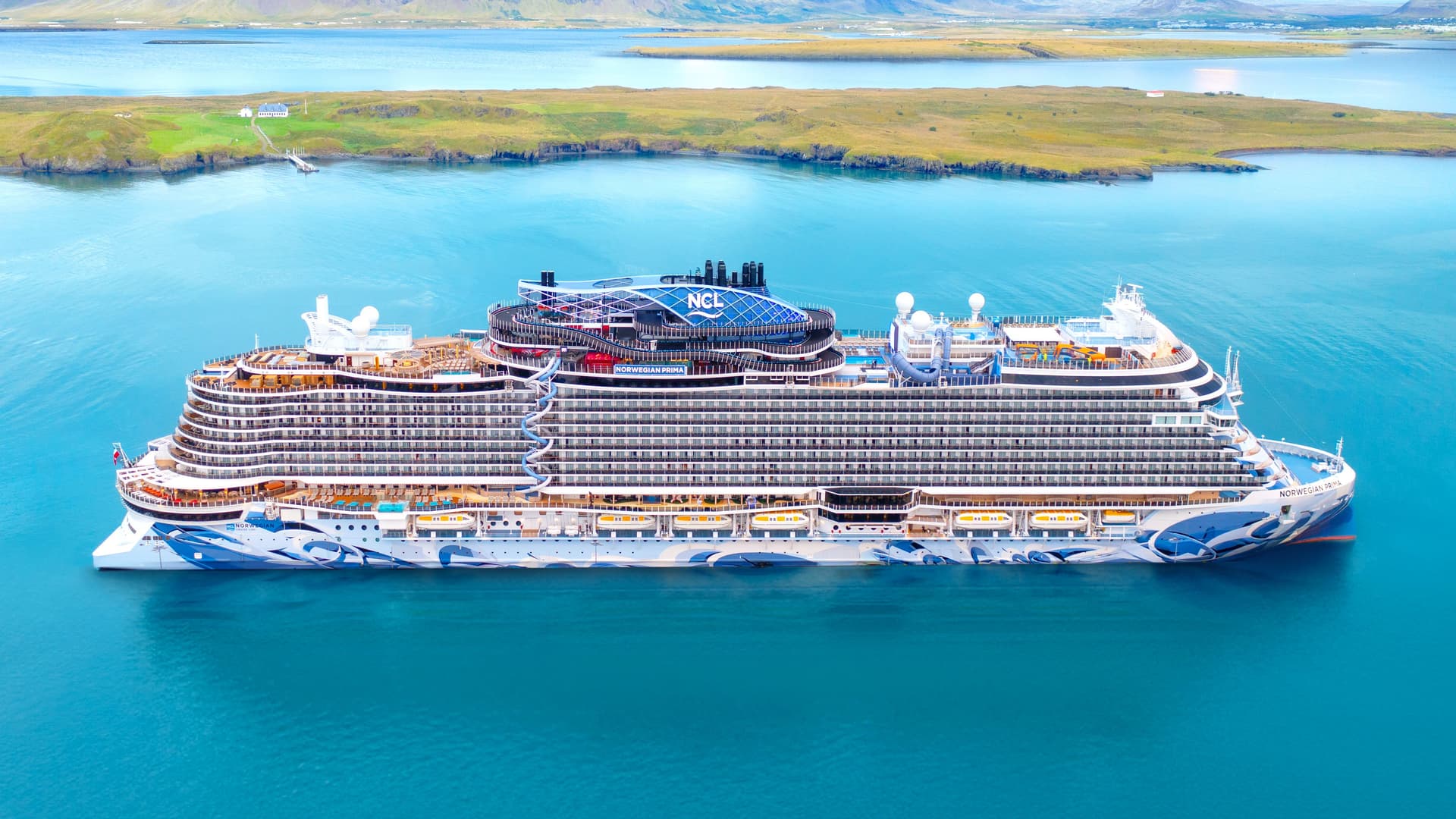 Norwegian Prima sailing in the Caribbean.