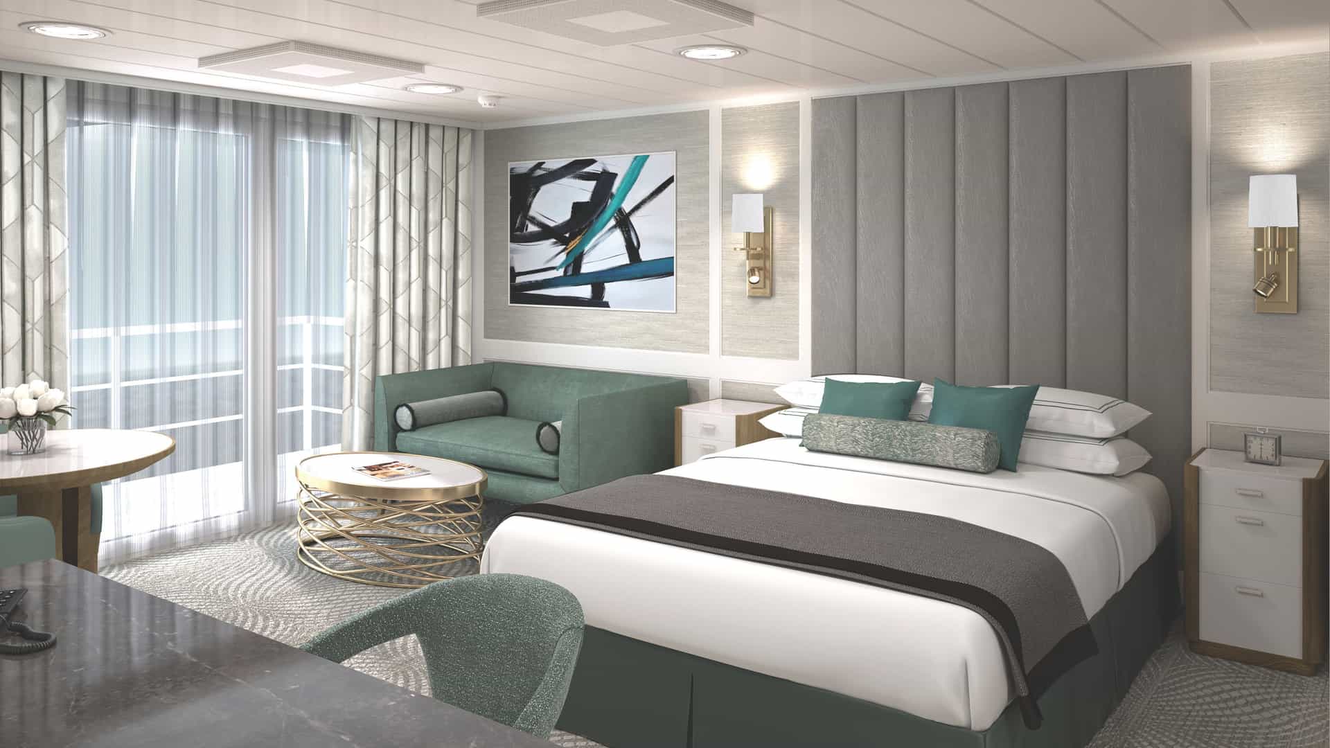 Rendering a new penthouse suite onboard Oceania Cruises' Insignia.