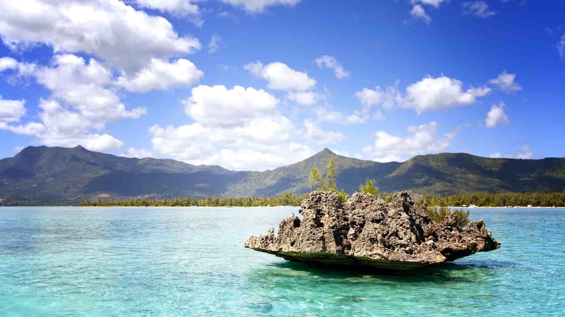 Scenic Le Morne Brabant mountain in Mauritius.