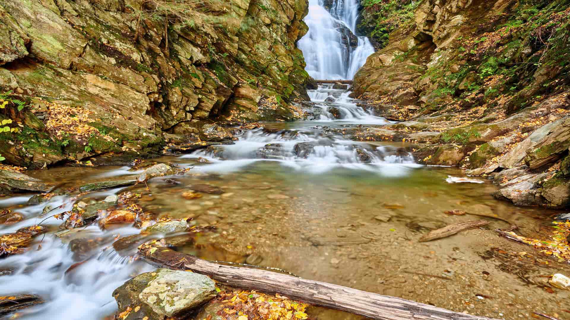 "A stunning wide-angle long-exposure shot of the beautiful Tannery Falls, a hidden waterfall in the Savoy Mountain State Forest near North Adams, Massachusetts. "