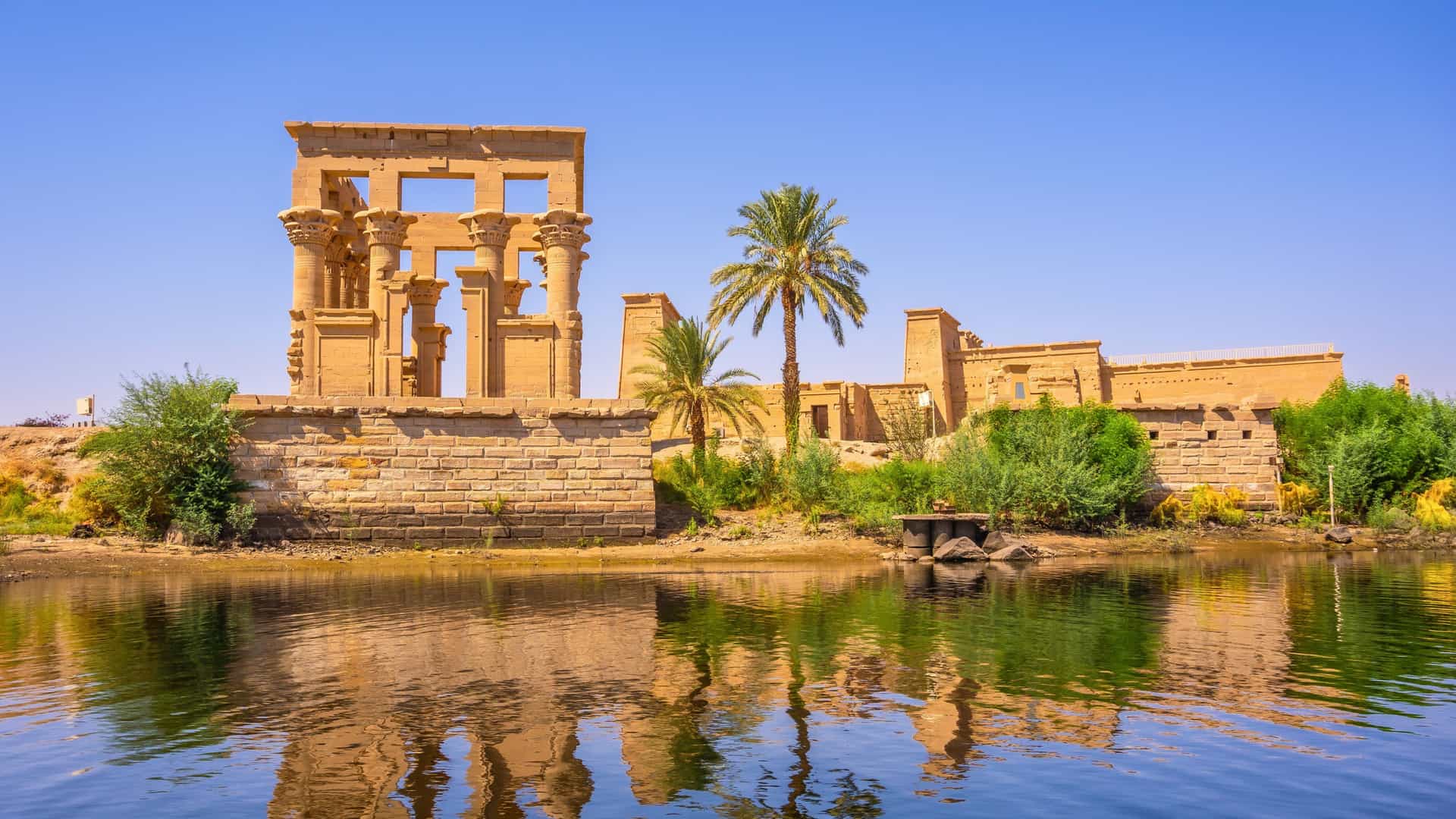 A view of the ancient Temple of Isis at Philae, located on the Nile River near Aswan, Egypt, as seen on a Silversea cruise.