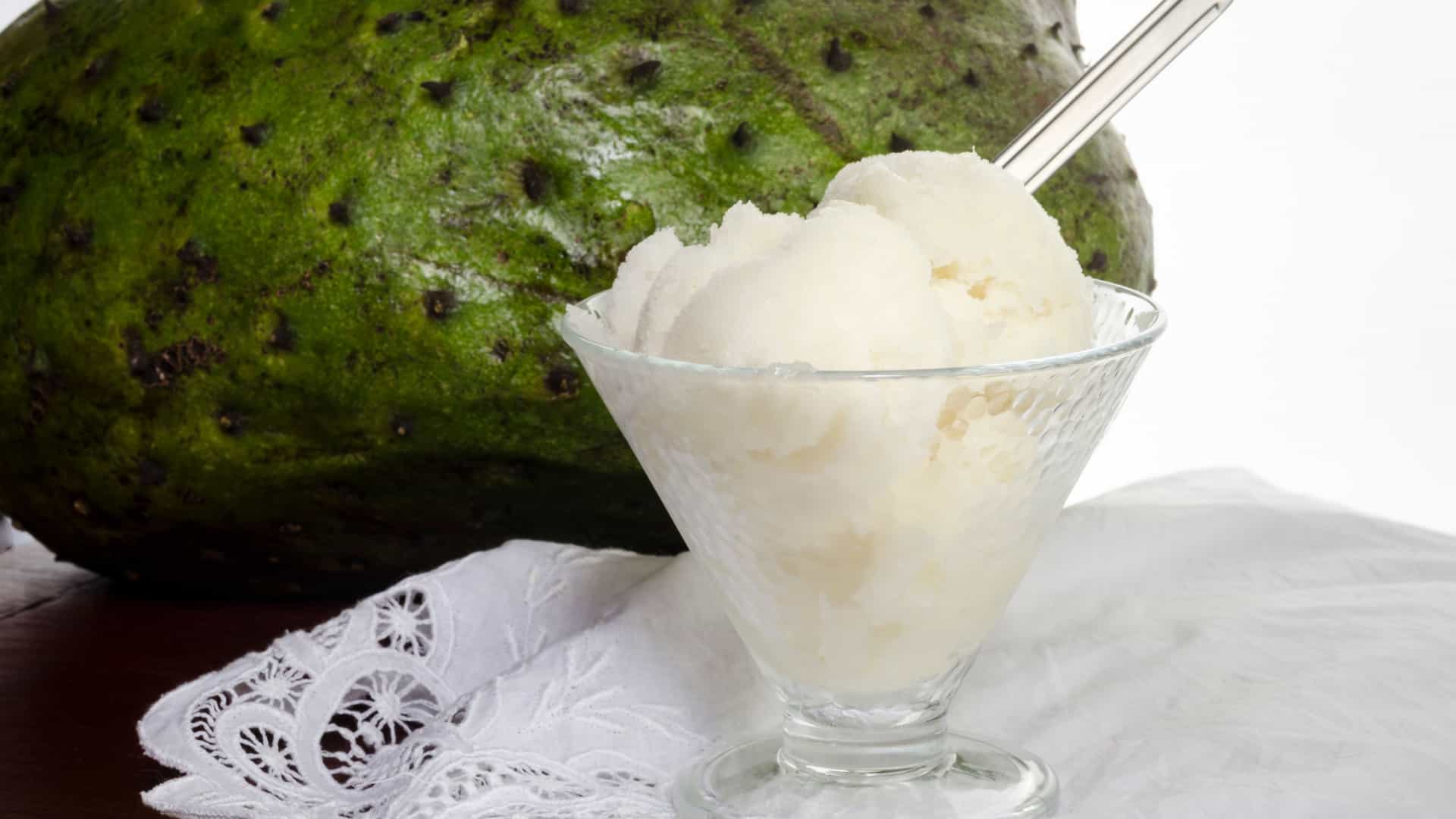 Image of sorbet ice cream made from soursop fruit.