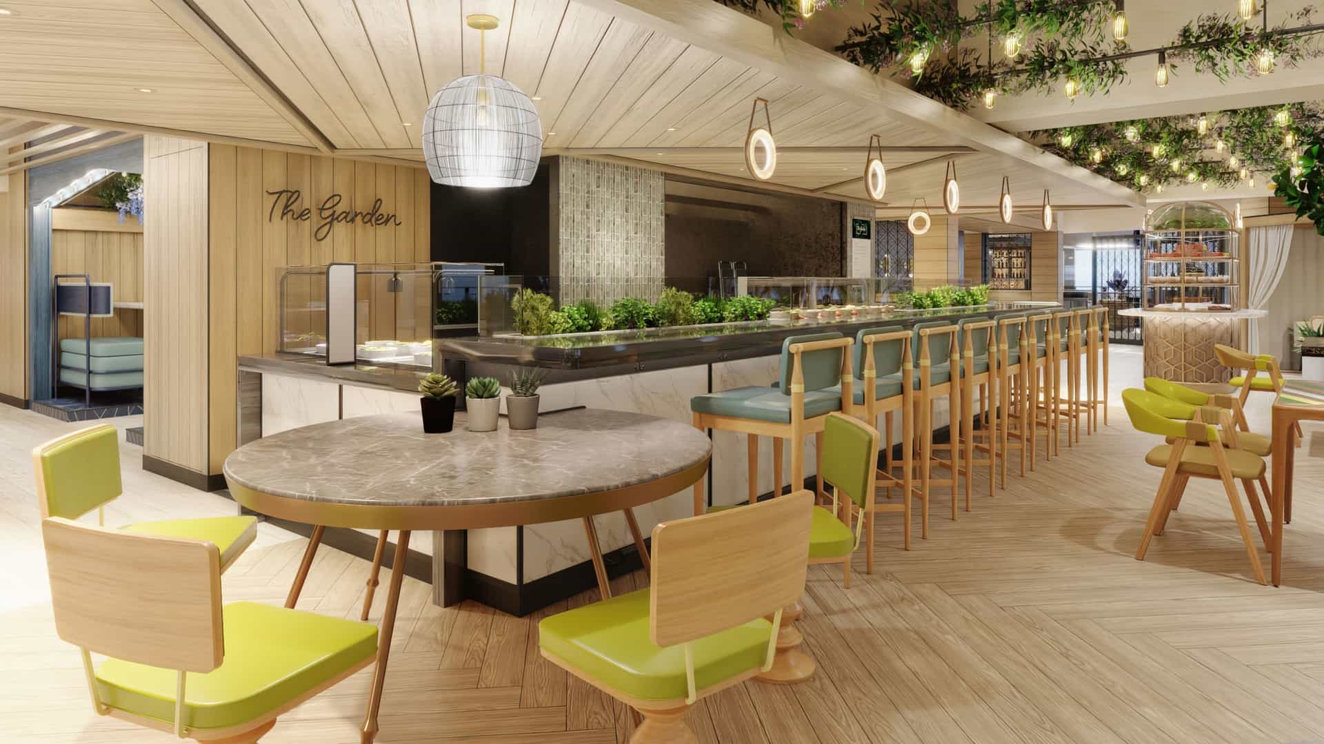 The Garden section of Norwegian Cruise Line's Indulge resturant.