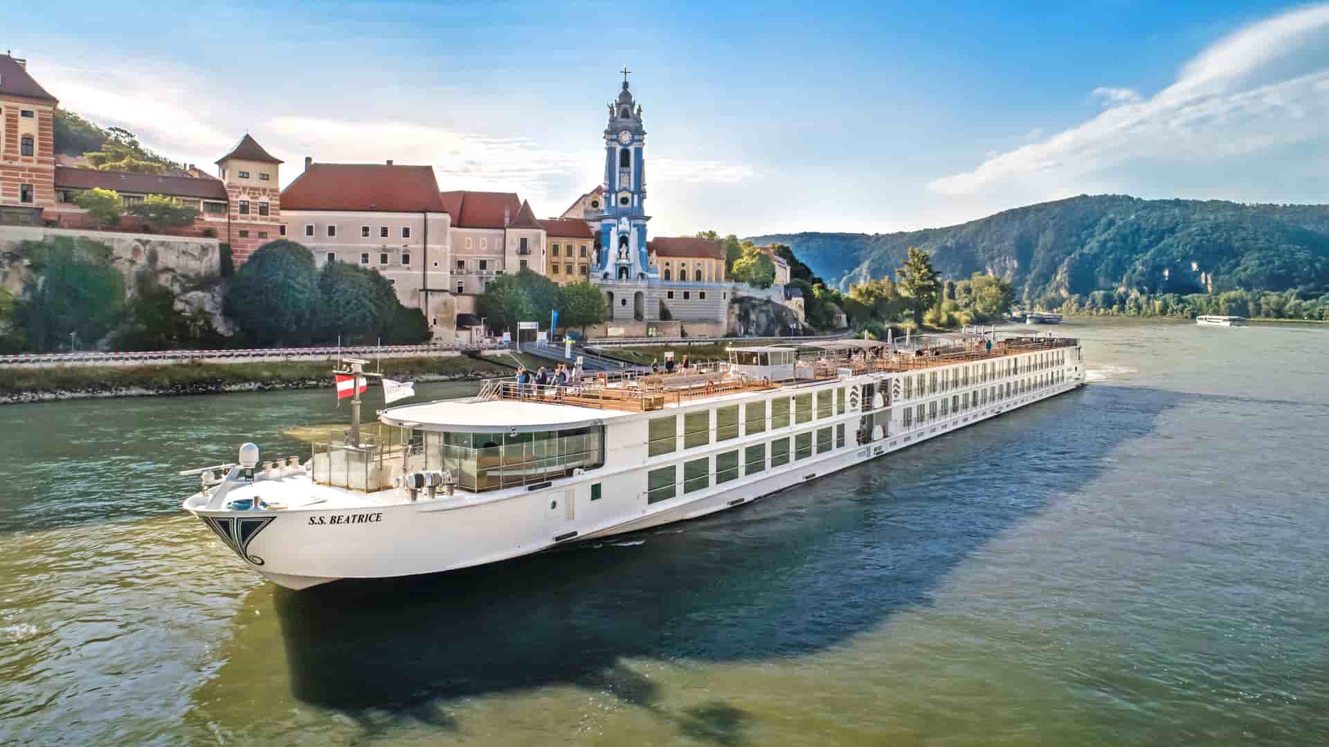 Uniworld's S.S. Beatrice sailing a European river.