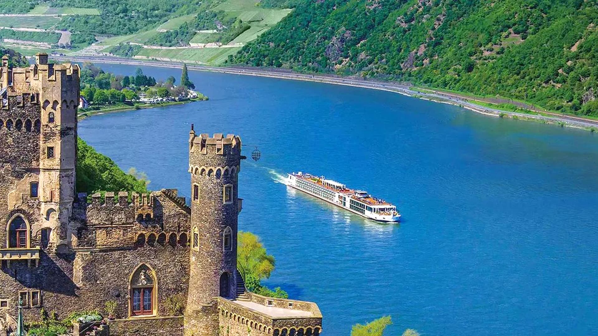 Viking Baldur river cruise ship exterior.