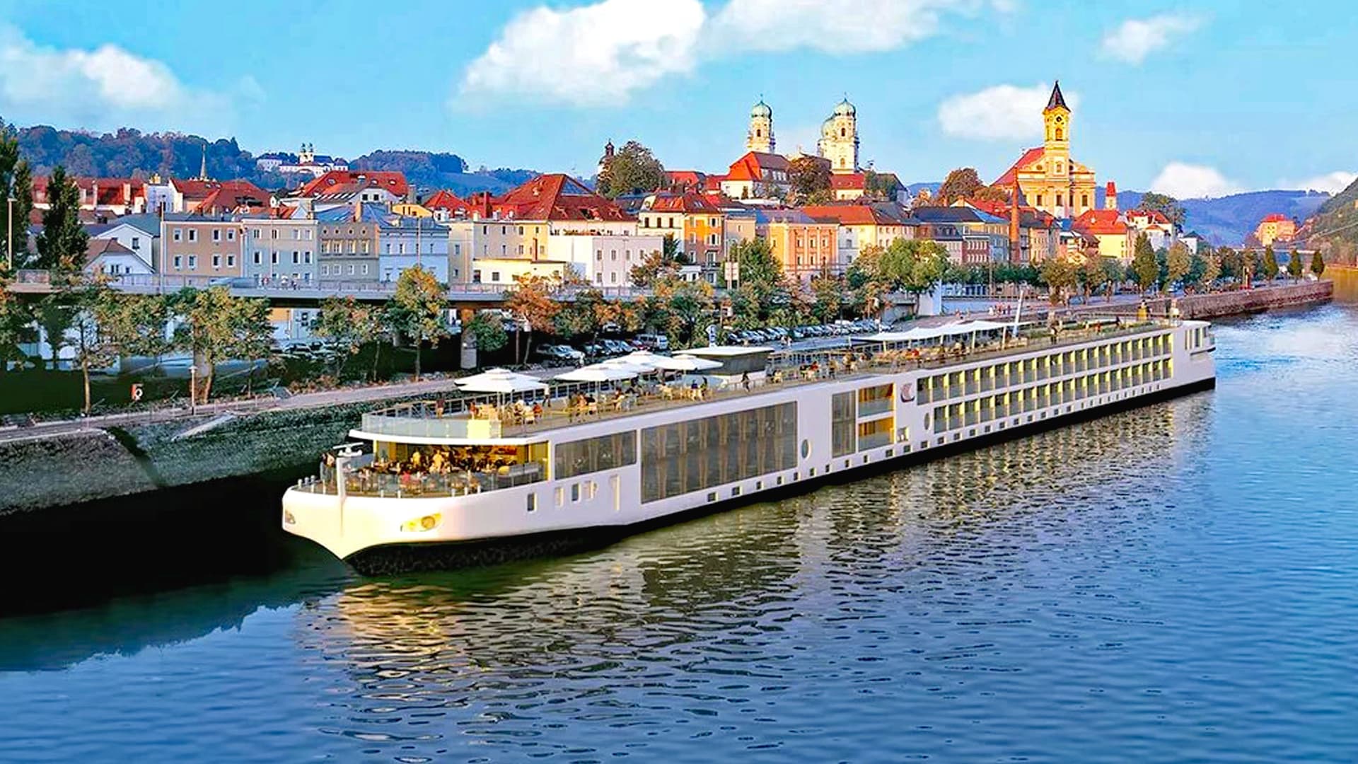 Viking Gullveig river cruise ship exterior.
