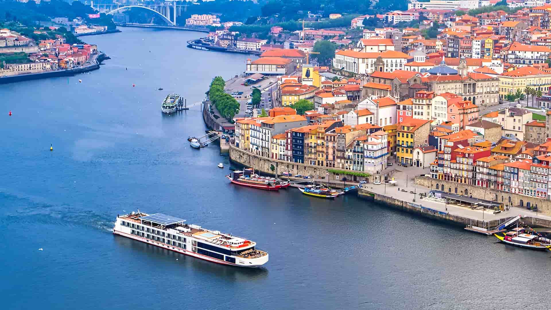 Viking Gyda river cruise ship in Europe.