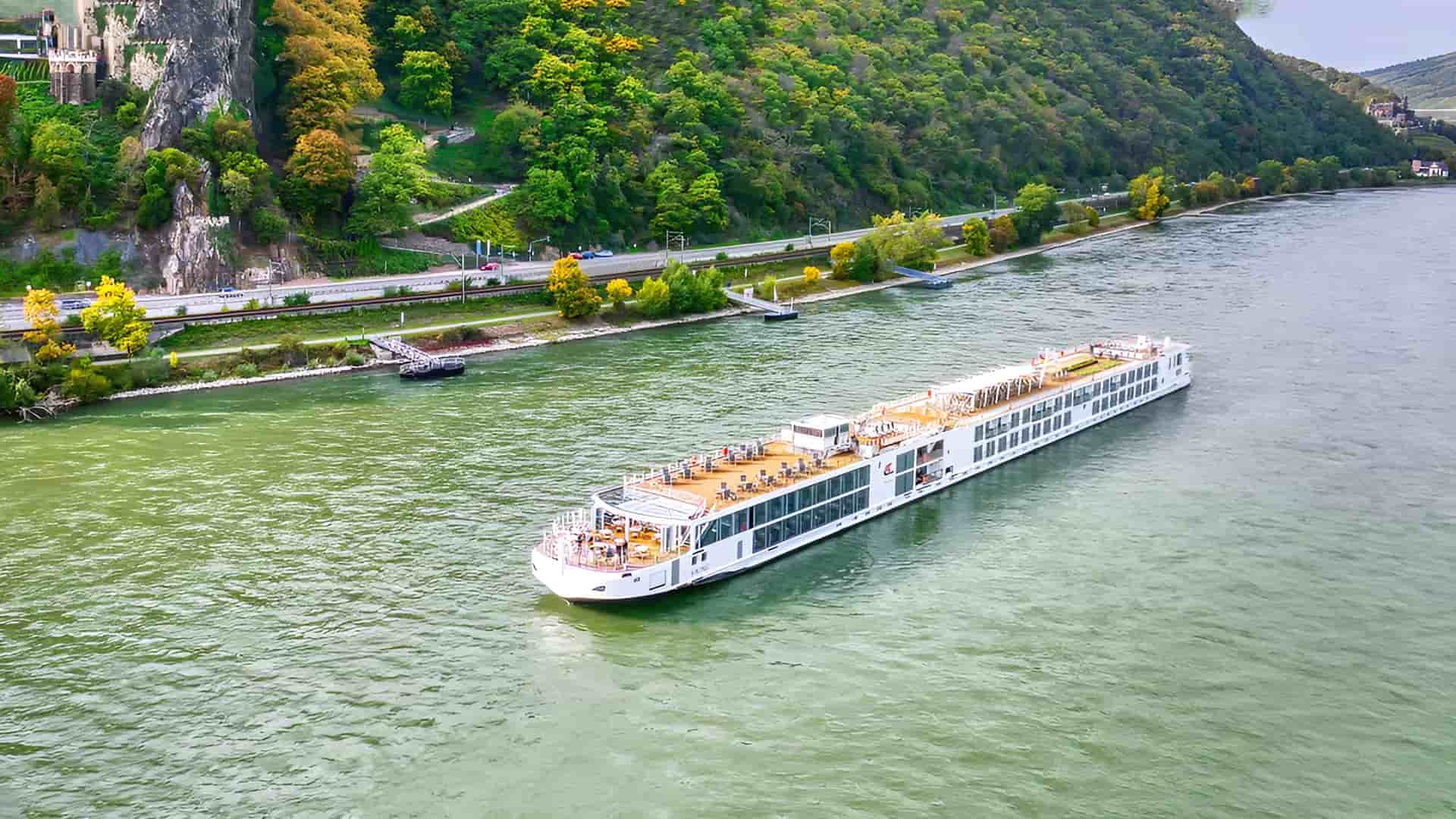 VIking Honir sailing a European river.